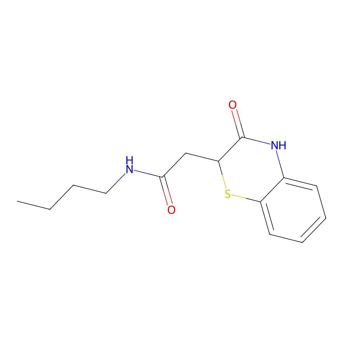 N-butyl-2-(3-oxo-3,4-dihydro-2H-1,4-benzothiazin-2-yl)acetamide molecular structure, CAS 305372-91-2