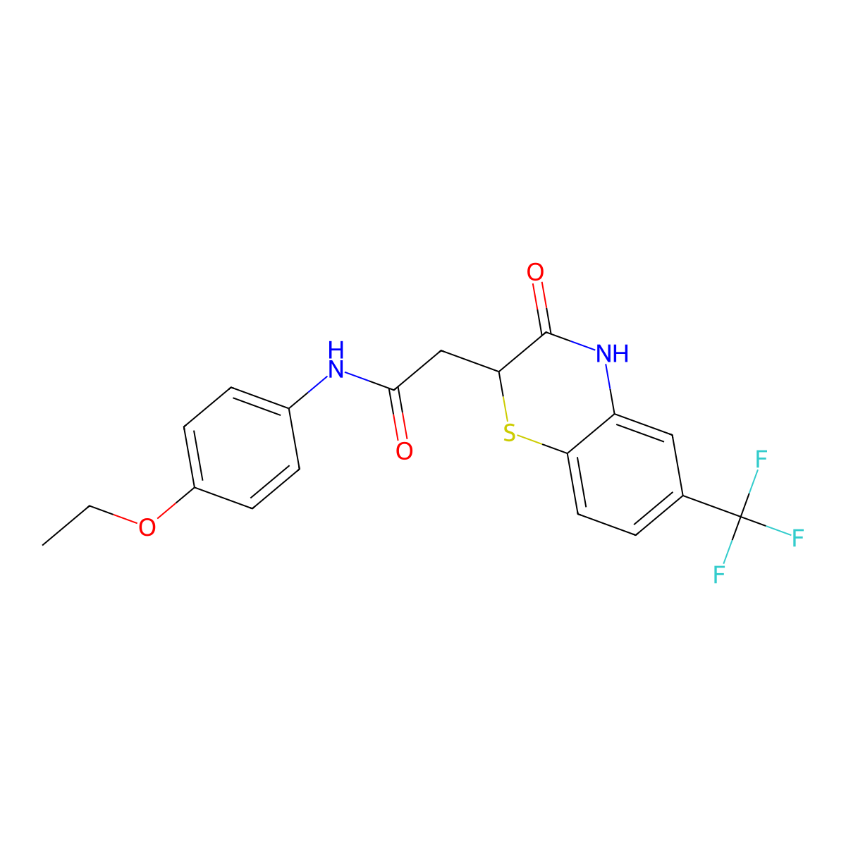 N-(4-ethoxyphenyl)-2-[3-oxo-6-(trifluoromethyl)-3,4-dihydro-2H-1,4-benzothiazin-2-yl]acetamide molecular structure, CAS 305372-95-6