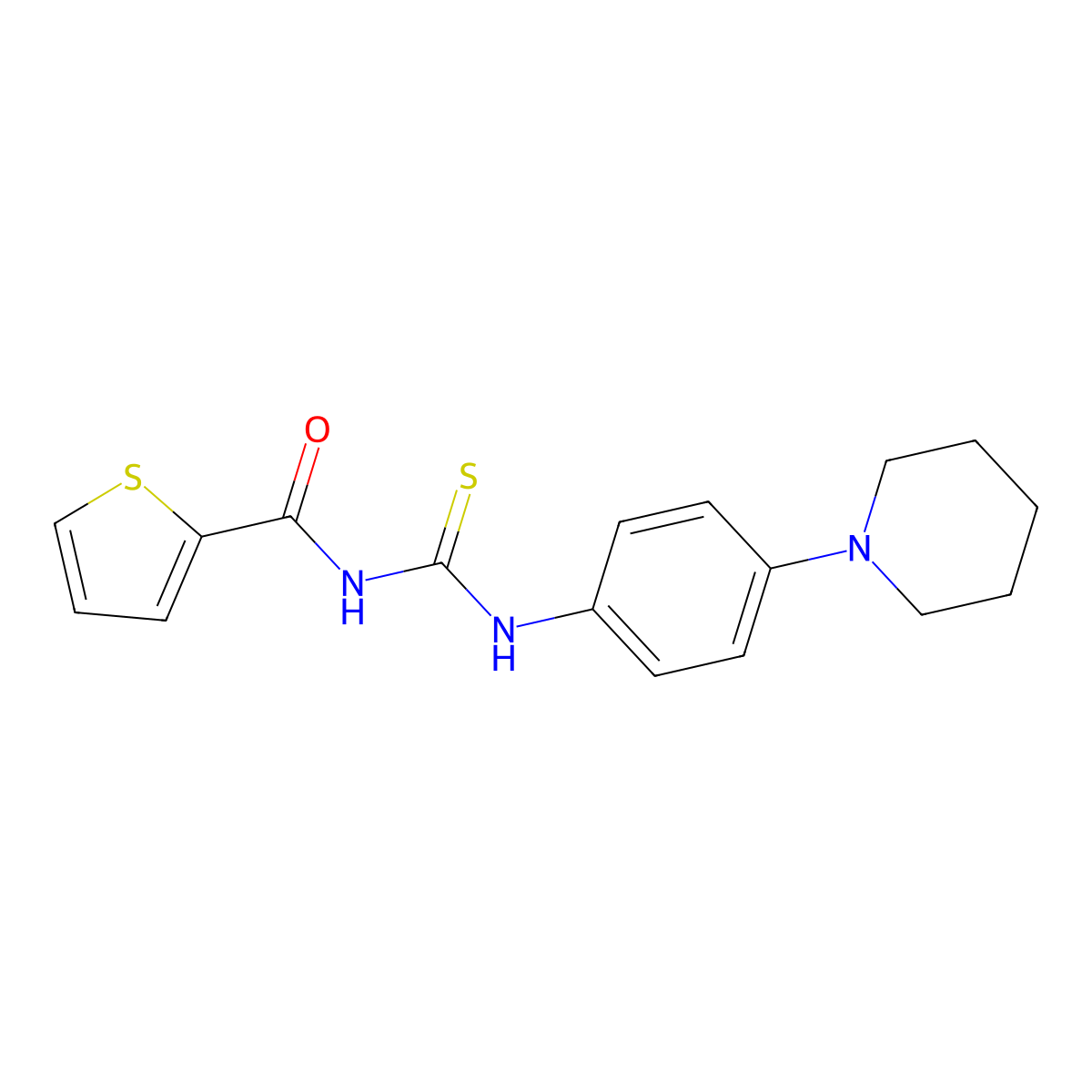 N-{[4-(piperidin-1-yl)phenyl]carbamothioyl}thiophene-2-carboxamide molecular structure, CAS 305373-06-2