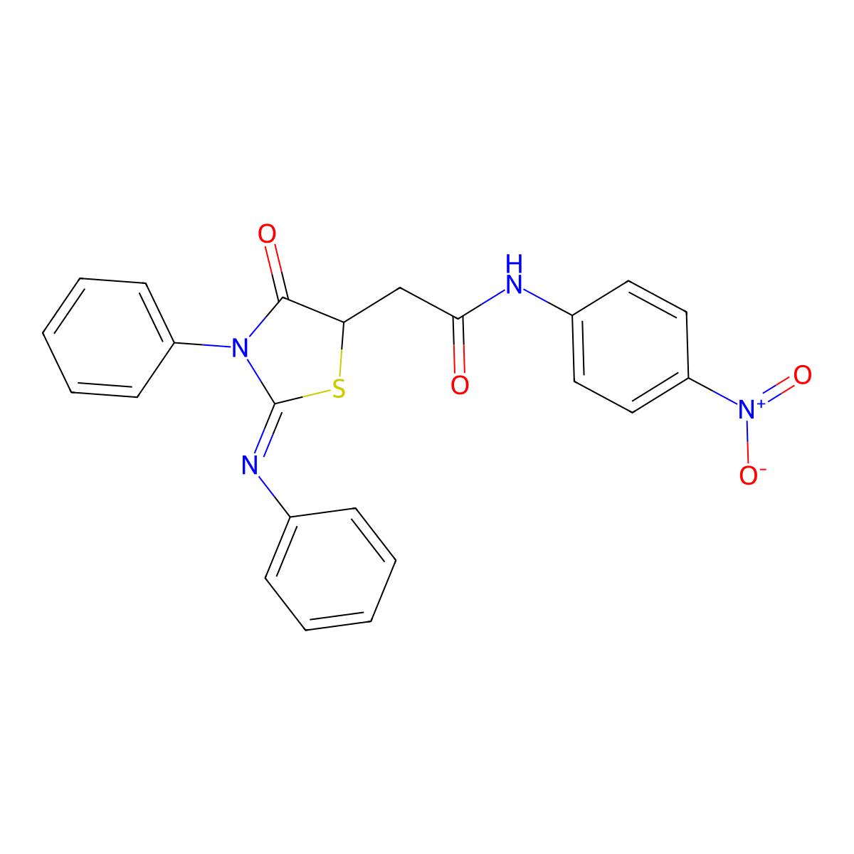 N-(4-nitrophenyl)-2-[(2Z)-4-oxo-3-phenyl-2-(phenylimino)-1,3-thiazolidin-5-yl]acetamide molecular structure, CAS 305373-12-0