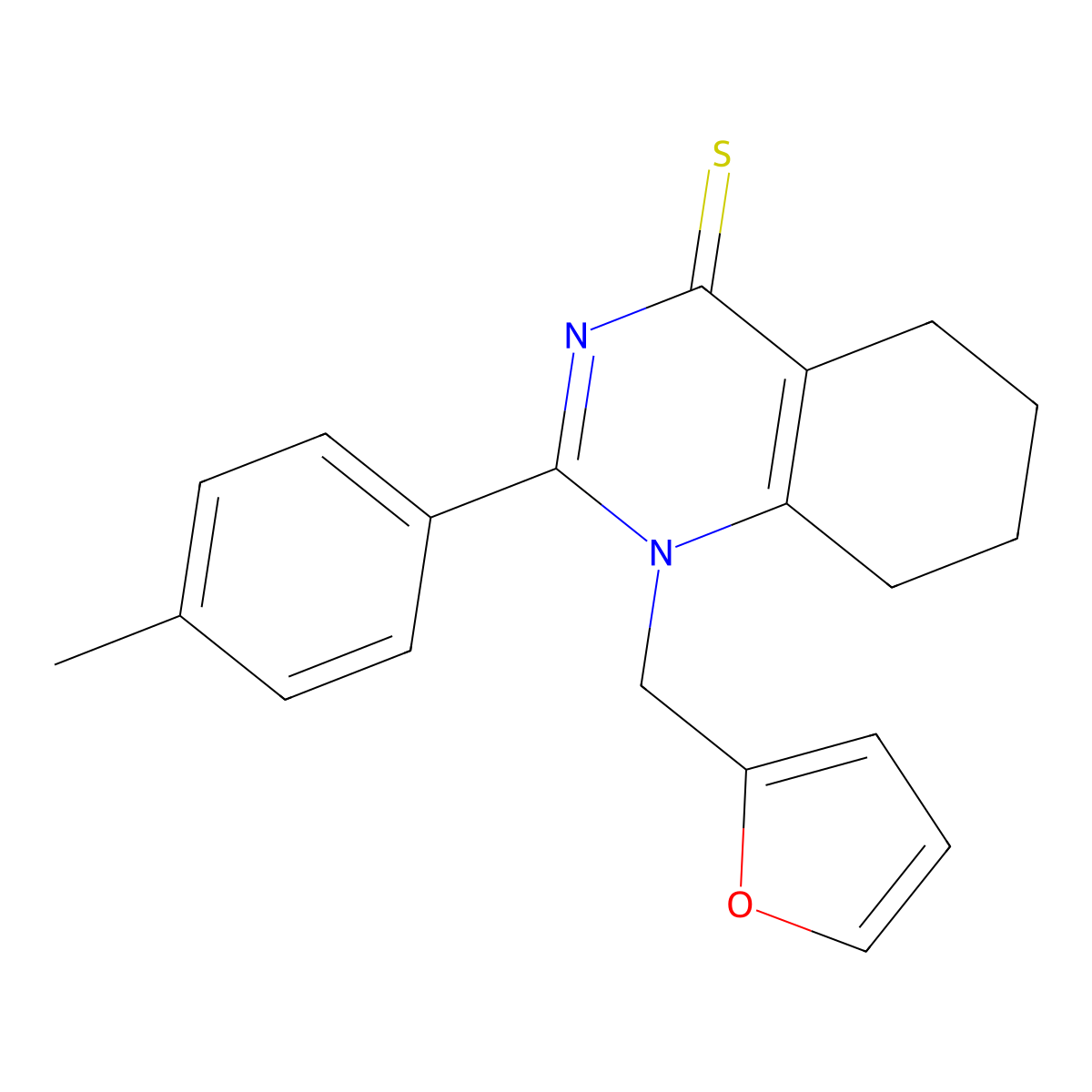 1-(furan-2-ylmethyl)-2-(p-tolyl)-5,6,7,8-tetrahydroquinazoline-4(1H)-thione molecular structure, CAS 305373-22-2