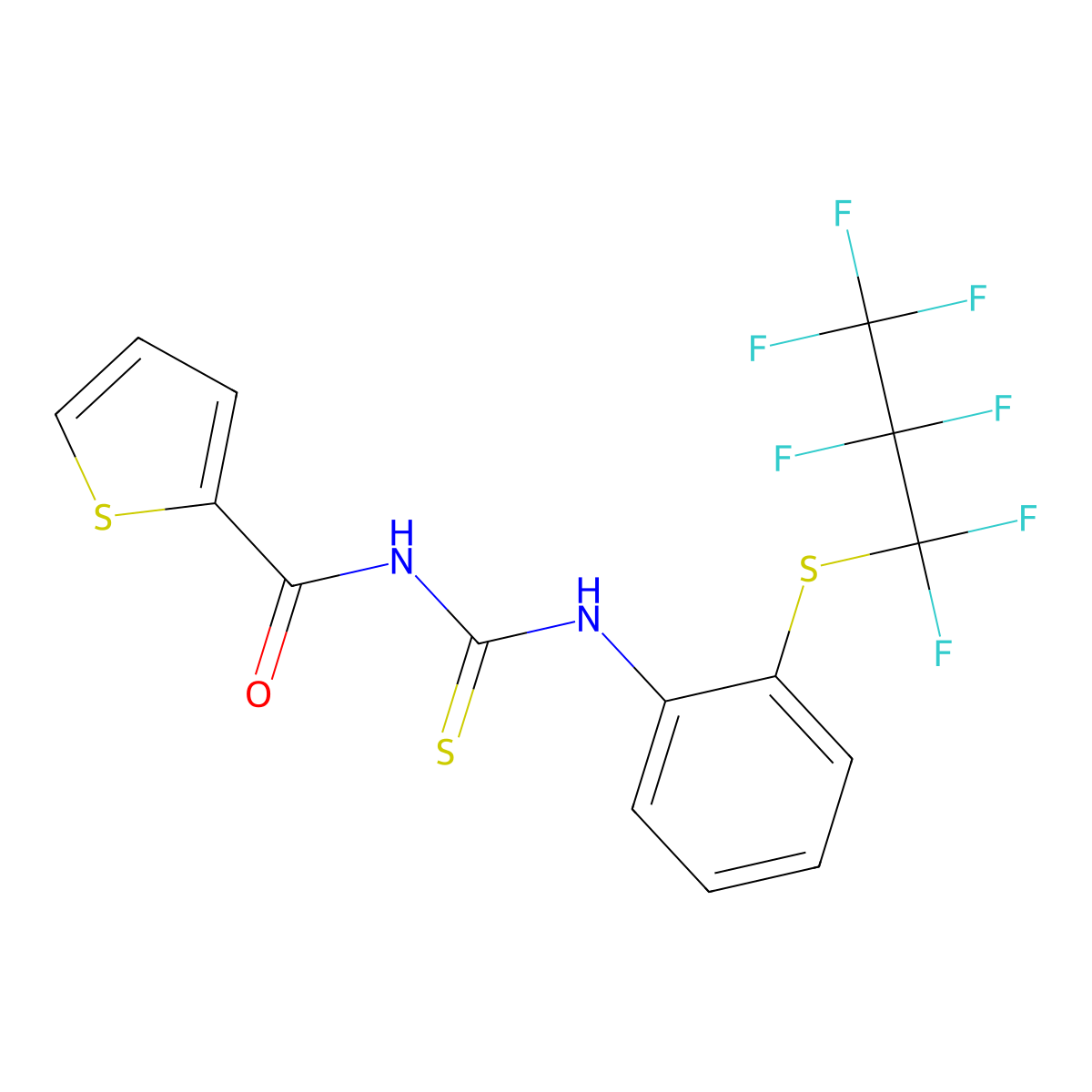 N-({2-[(heptafluoropropyl)sulfanyl]phenyl}carbamothioyl)thiophene-2-carboxamide molecular structure, CAS 305373-26-6