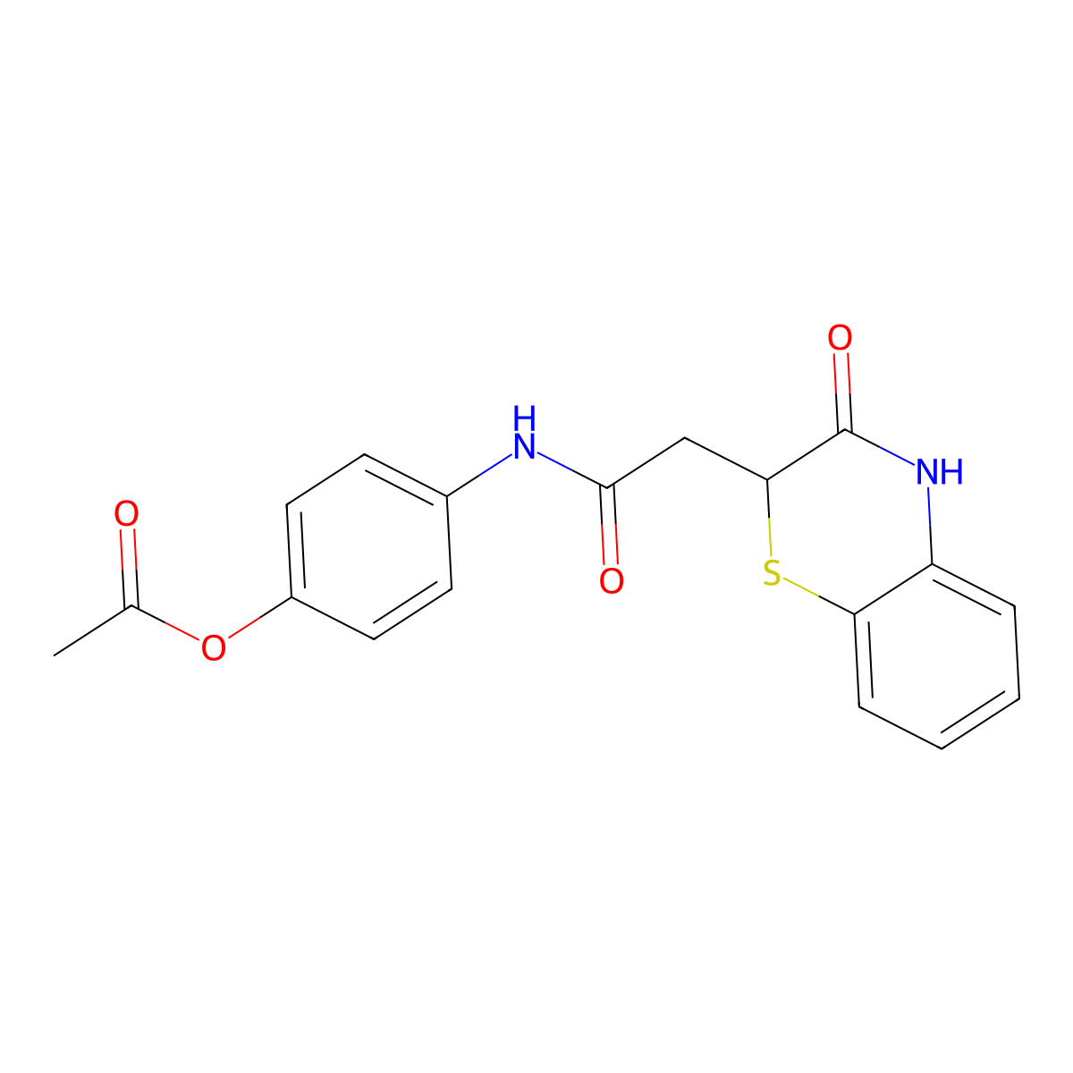 4-{[2-(3-oxo-3,4-dihydro-2H-1,4-benzothiazin-2-yl)acetyl]amino}phenyl acetate molecular structure, CAS 305373-29-9