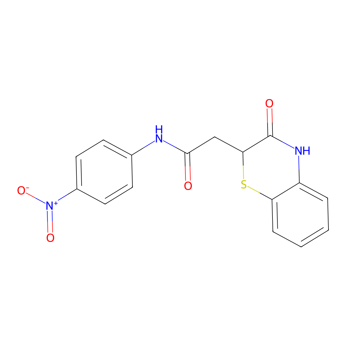 N-(4-nitrophenyl)-2-(3-oxo-3,4-dihydro-2H-1,4-benzothiazin-2-yl)acetamide molecular structure, CAS 305373-30-2