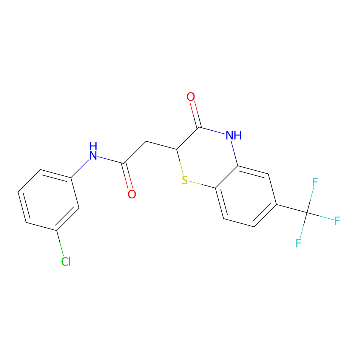 N-(3-chlorophenyl)-2-[3-oxo-6-(trifluoromethyl)-3,4-dihydro-2H-1,4-benzothiazin-2-yl]acetamide molecular structure, CAS 305373-31-3