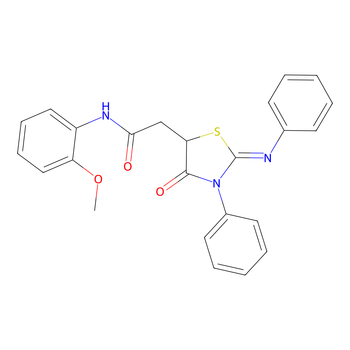 N-(2-methoxyphenyl)-2-[(2Z)-4-oxo-3-phenyl-2-(phenylimino)-1,3-thiazolidin-5-yl]acetamide molecular structure, CAS 305373-33-5