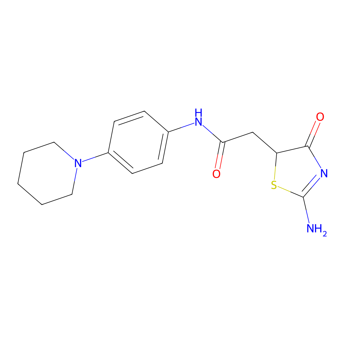 2-(2-imino-4-oxo-1,3-thiazolidin-5-yl)-N-[4-(1-piperidinyl)phenyl]acetamide molecular structure, CAS 305373-34-6