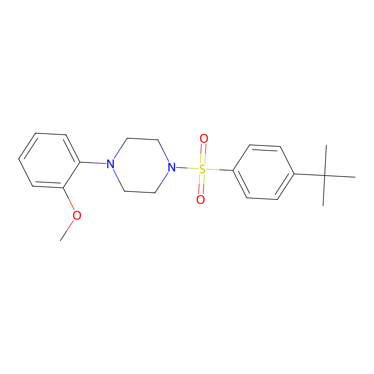 1-(4-Tert-butylbenzenesulfonyl)-4-(2-methoxyphenyl)piperazine molecular structure, CAS 305373-56-2
