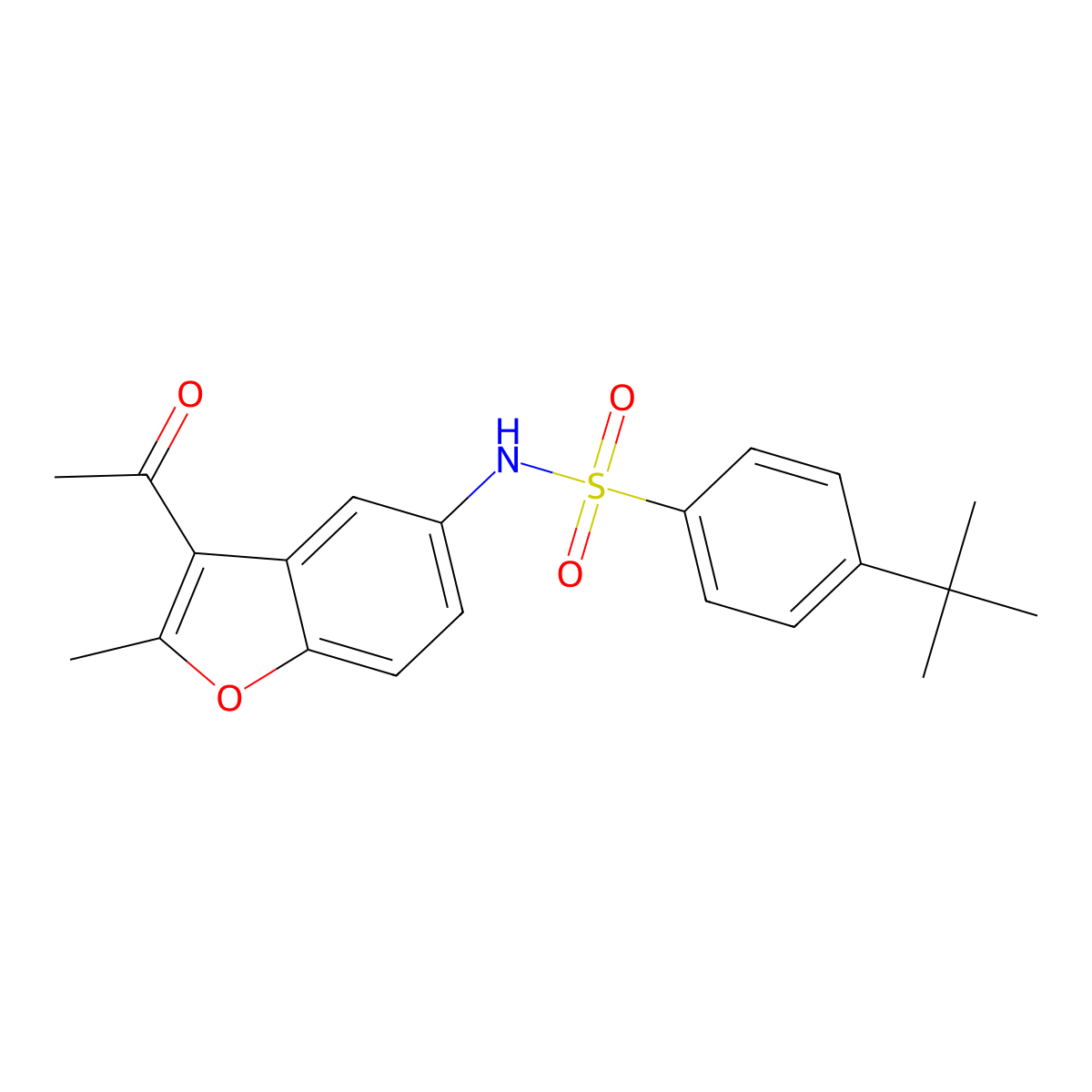 N-(3-acetyl-2-methyl-1-benzofuran-5-yl)-4-tert-butylbenzenesulfonamide molecular structure, CAS 305373-68-6