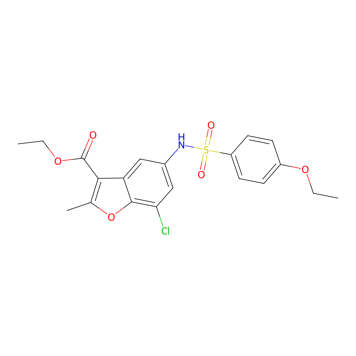 Ethyl 7-chloro-5-{[(4-ethoxyphenyl)sulfonyl]amino}-2-methyl-1-benzofuran-3-carboxylate molecular structure, CAS 305373-76-6