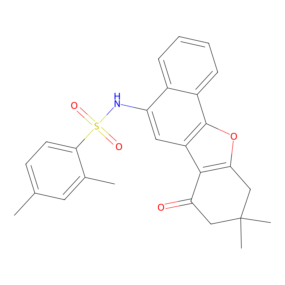 N-(9,9-dimethyl-7-oxo-7,8,9,10-tetrahydronaphtho[1,2-b]benzofuran-5-yl)-2,4-dimethylbenzenesulfonamide molecular structure, CAS 305373-97-1