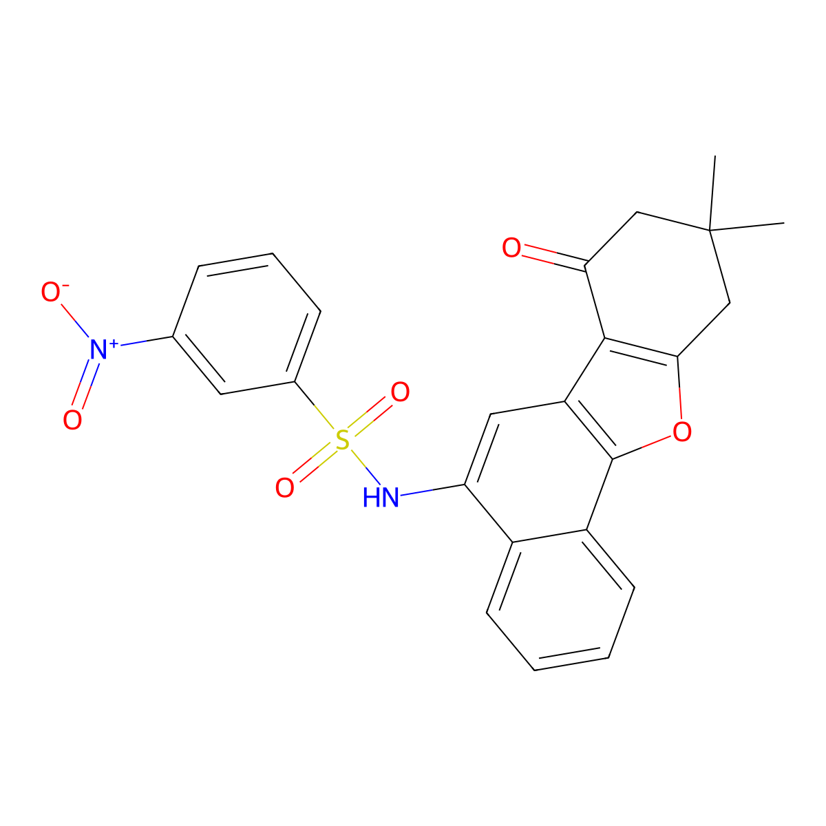 N-(9,9-dimethyl-7-oxo-7,8,9,10-tetrahydronaphtho[1,2-b]benzofuran-5-yl)-3-nitrobenzenesulfonamide molecular structure, CAS 305373-99-3