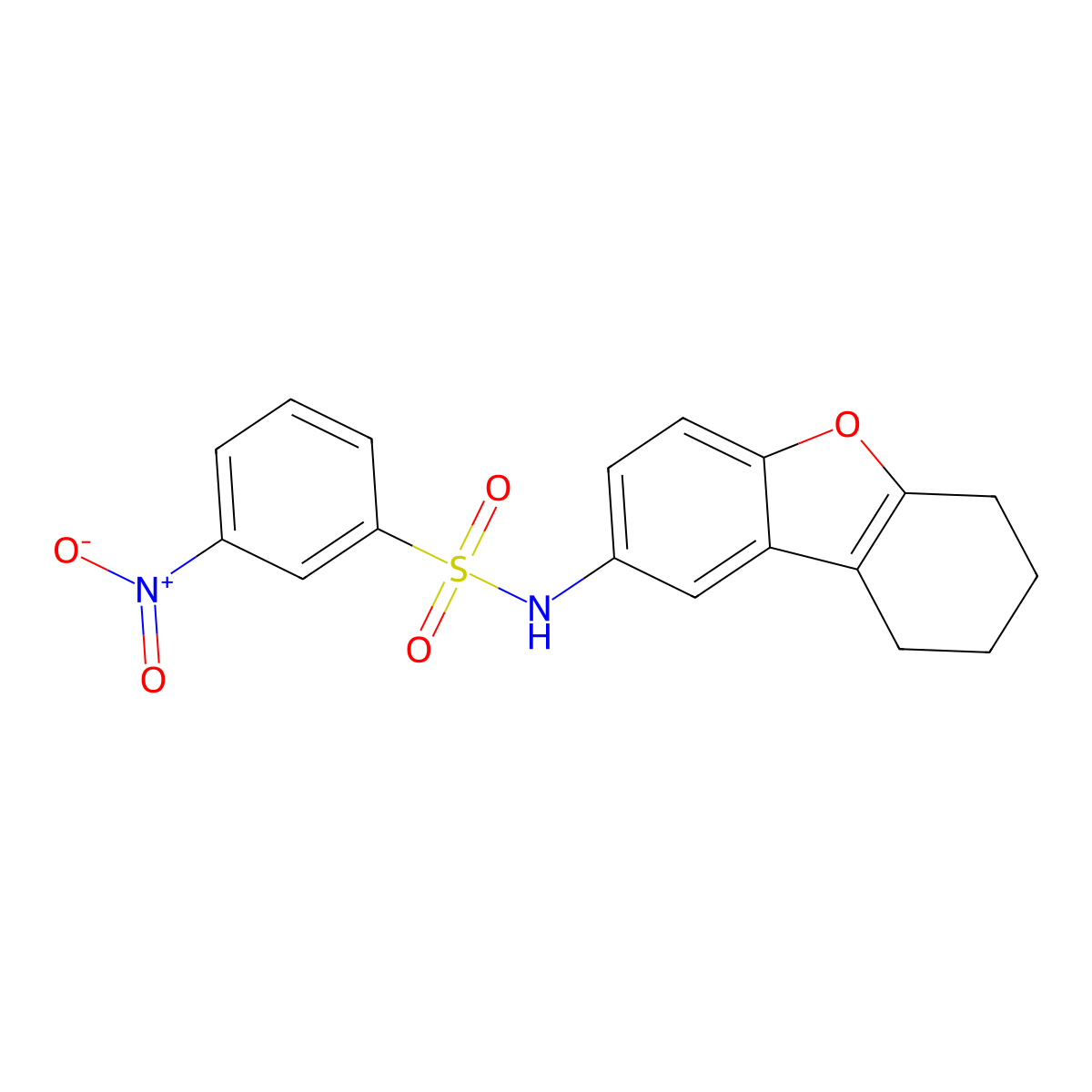 3-nitro-N-(6,7,8,9-tetrahydrodibenzofuran-2-yl)benzenesulfonamide molecular structure, CAS 305374-14-5