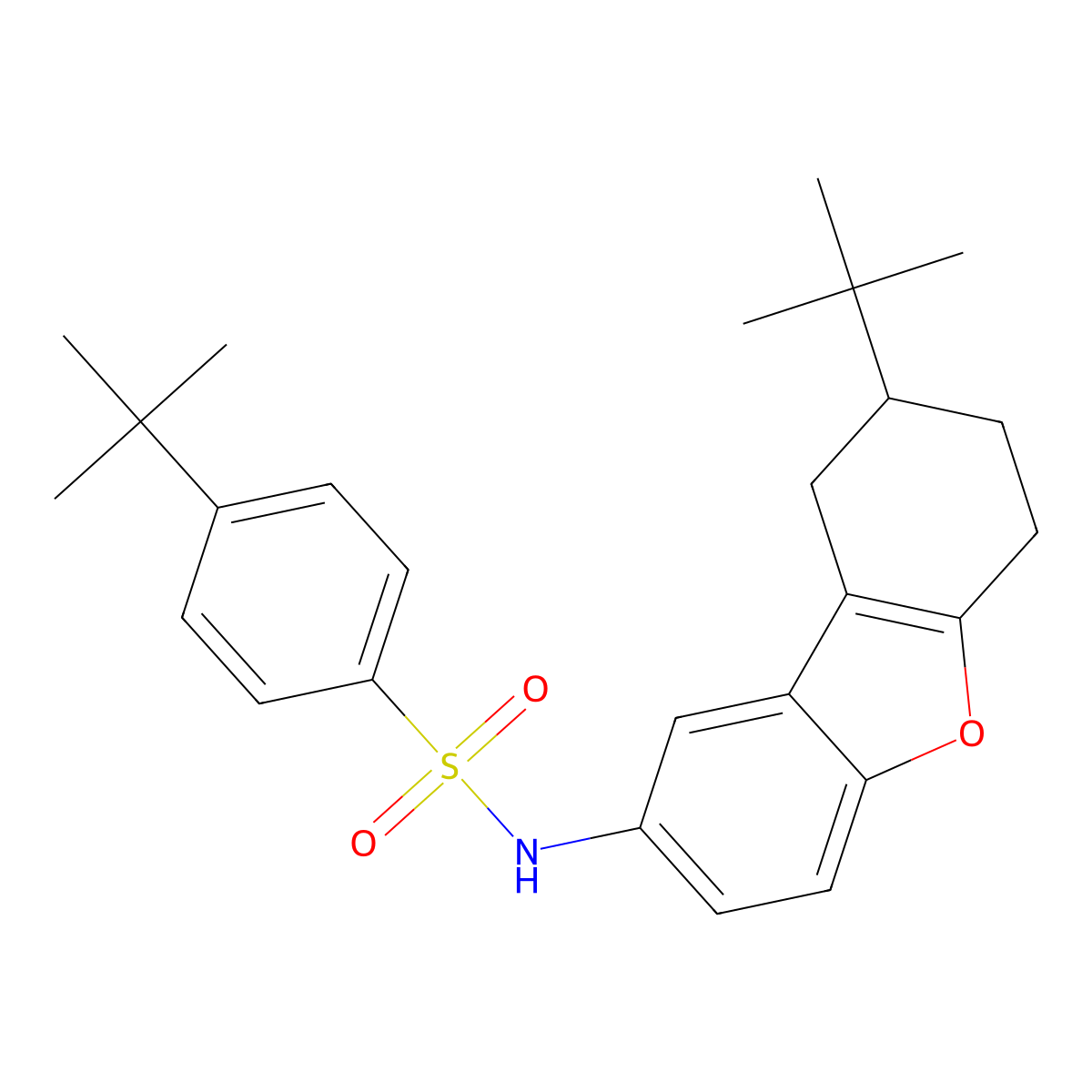 4-tert-butyl-N-(8-tert-butyl-6,7,8,9-tetrahydrodibenzofuran-2-yl)benzenesulfonamide molecular structure, CAS 305374-18-9
