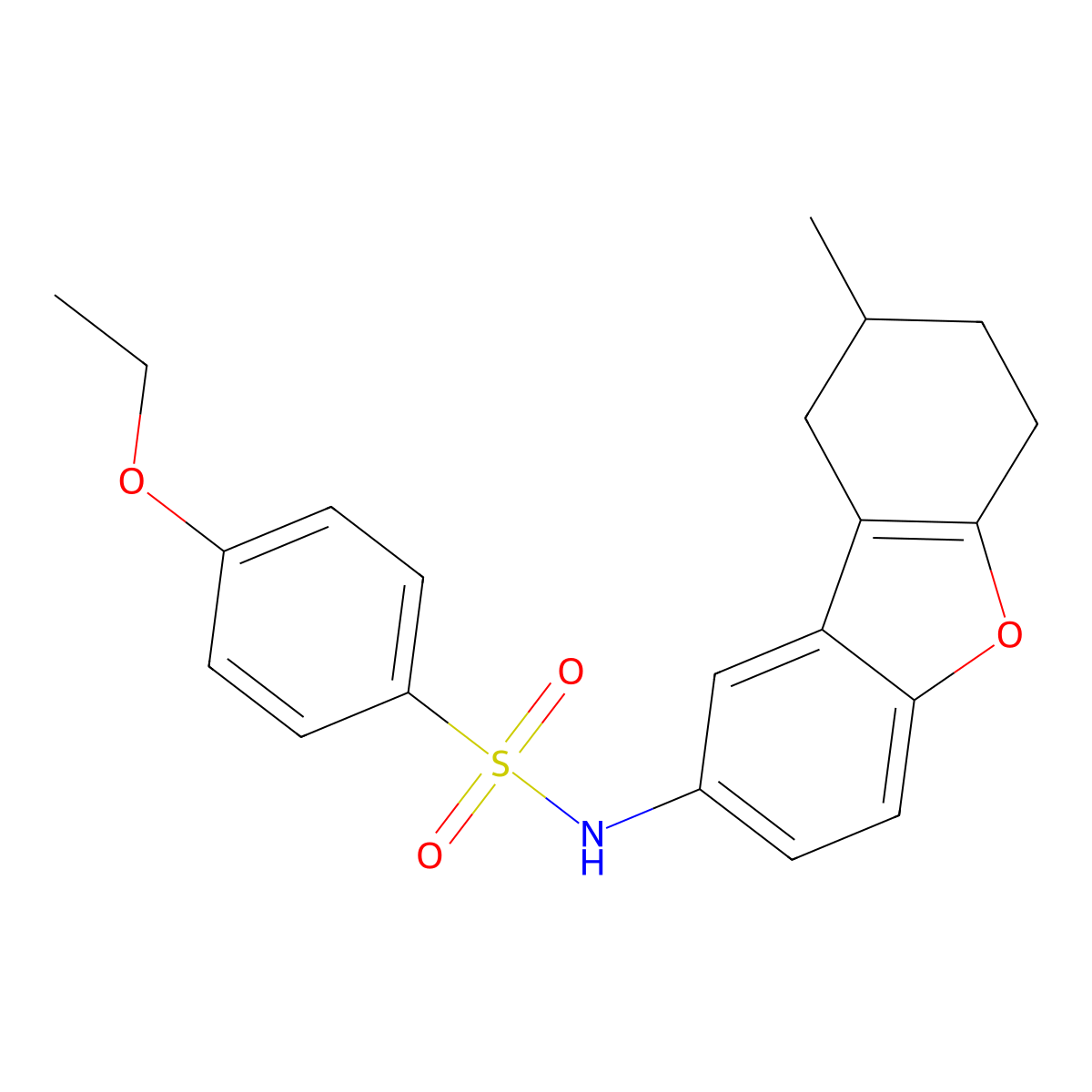 4-ethoxy-N-(8-methyl-6,7,8,9-tetrahydrodibenzofuran-2-yl)benzenesulfonamide molecular structure, CAS 305374-22-5