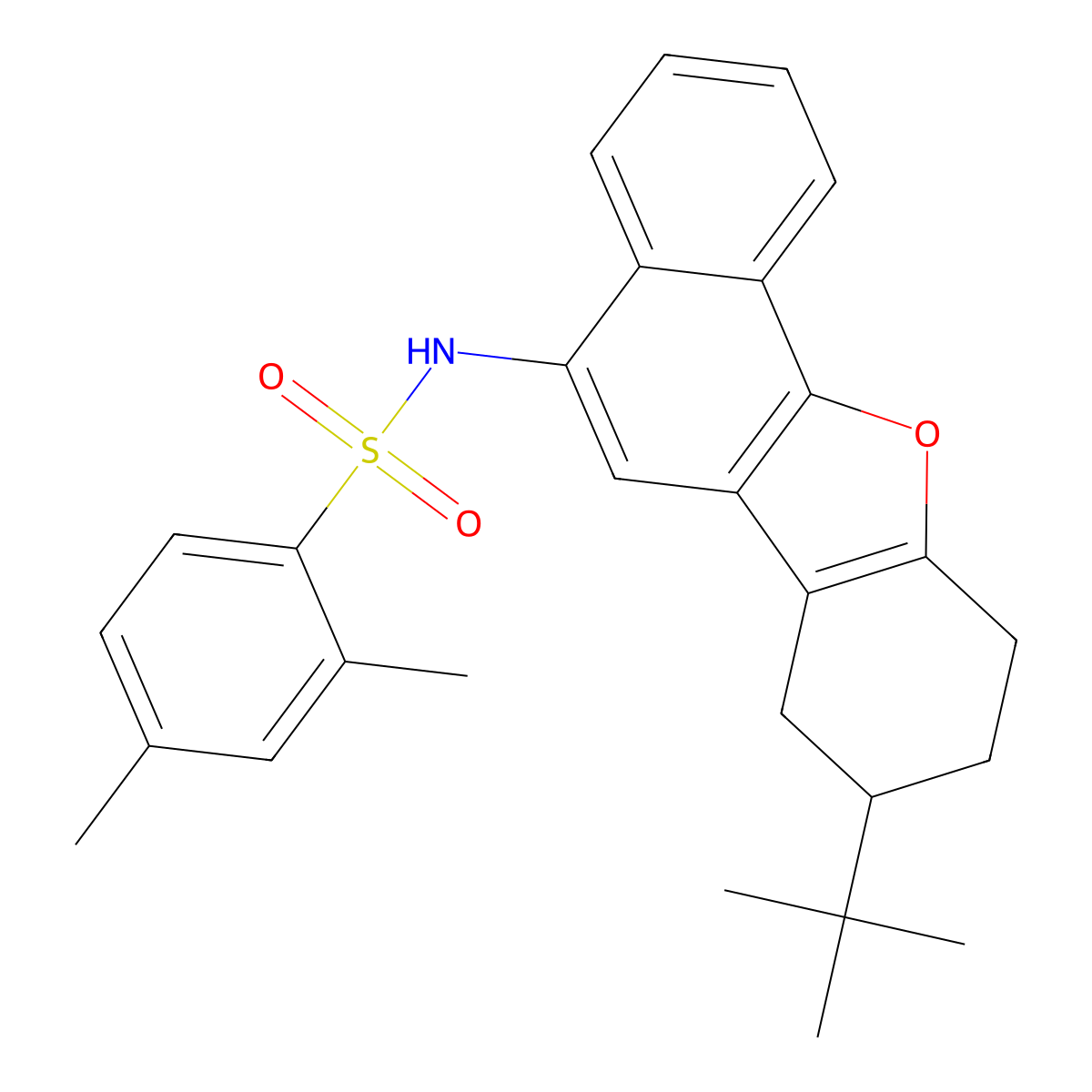 N-(8-tert-butyl-7,8,9,10-tetrahydronaphtho[1,2-b][1]benzofuran-5-yl)-2,4-dimethylbenzenesulfonamide molecular structure, CAS 305374-29-2