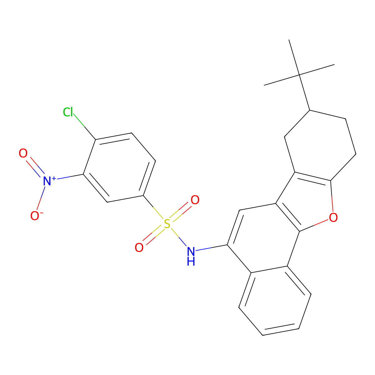 N-(8-(tert-butyl)-7,8,9,10-tetrahydronaphtho[1,2-b]benzofuran-5-yl)-4-chloro-3-nitrobenzenesulfonamide molecular structure, CAS 305374-31-6
