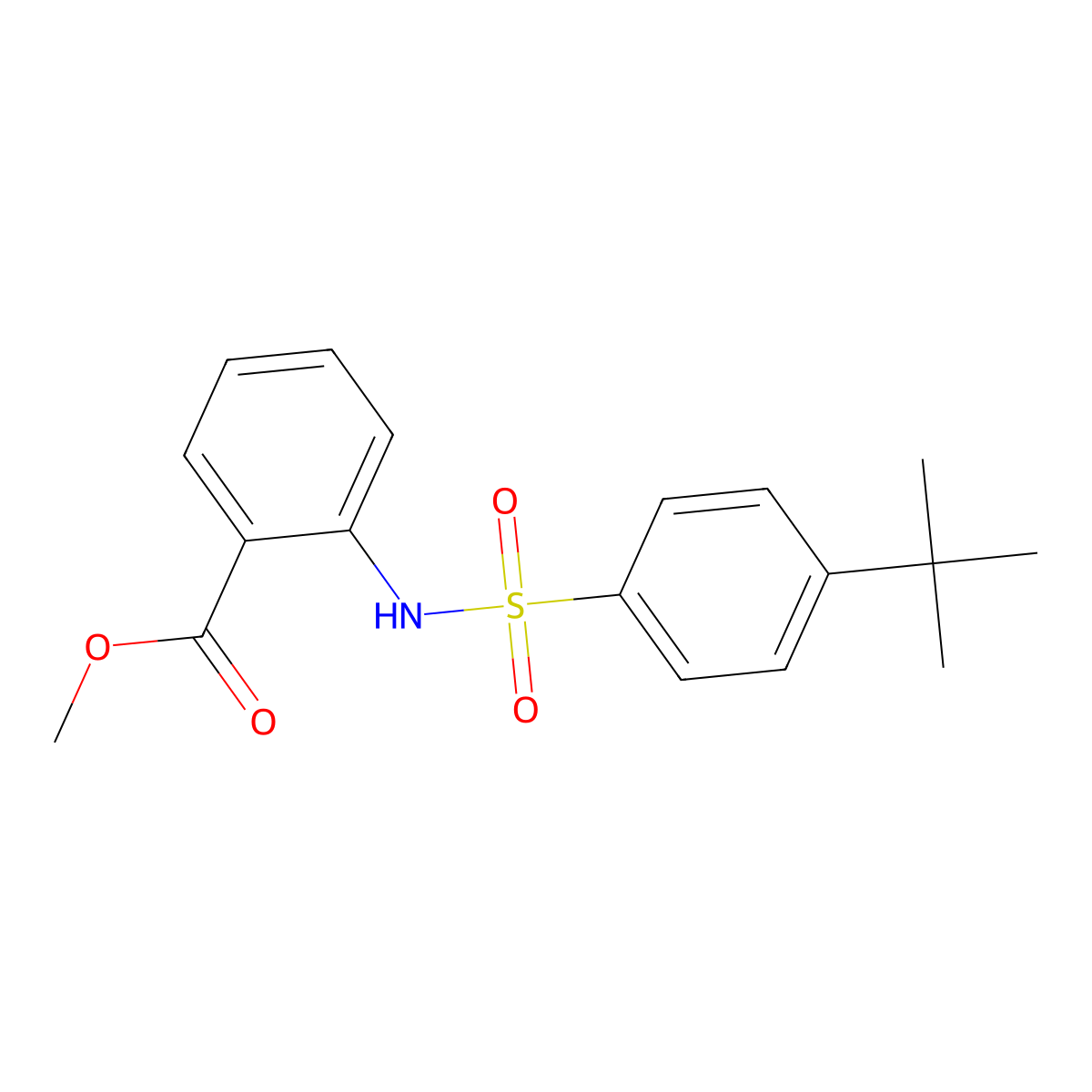 Methyl 2-[(4-tert-butylphenyl)sulfonylamino]benzoate molecular structure, CAS 305374-37-2