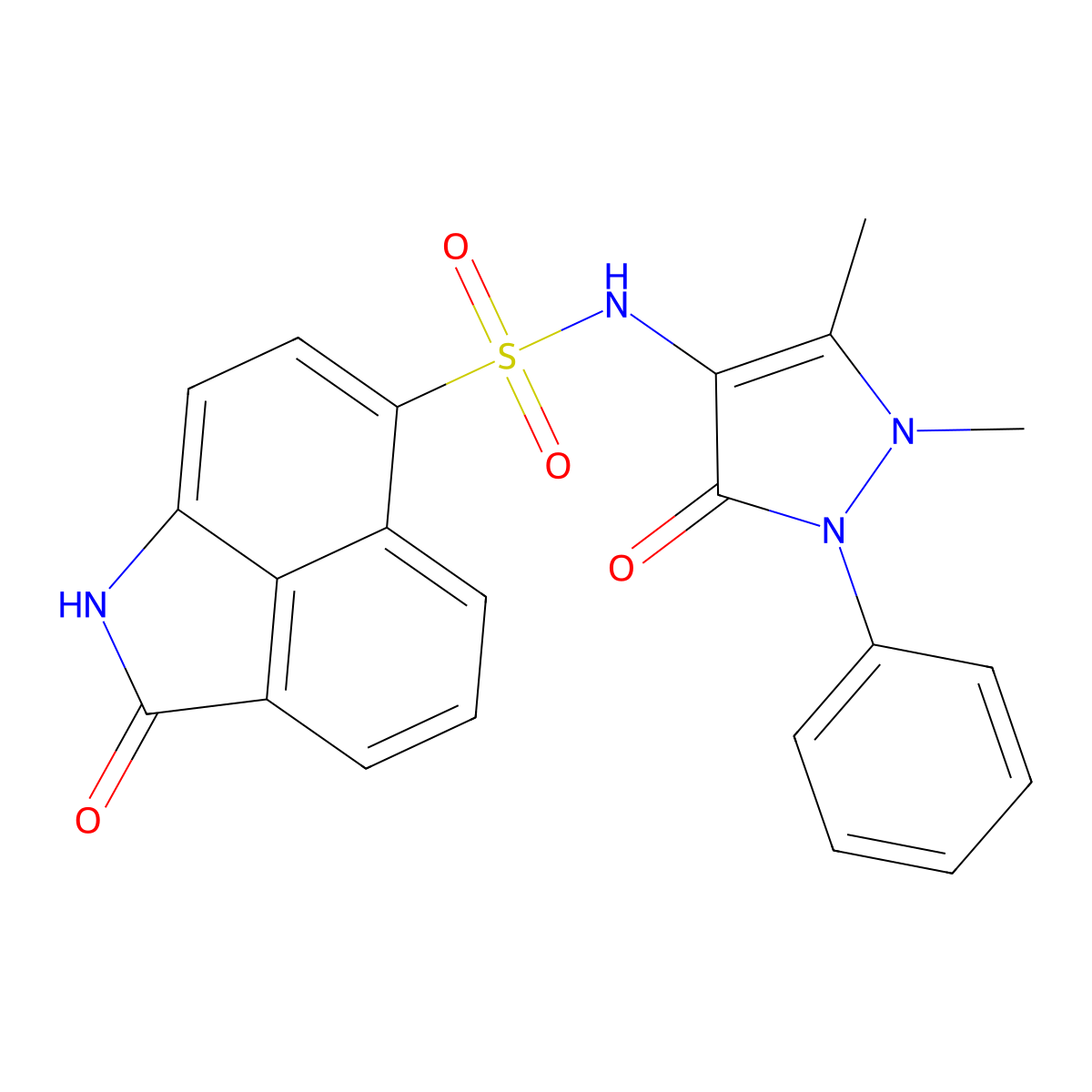 N-(1,5-dimethyl-3-oxo-2-phenyl-2,3-dihydro-1H-pyrazol-4-yl)-2-oxo-1,2-dihydrobenzo[cd]indole-6-sulfonamide molecular structure, CAS 305374-54-3