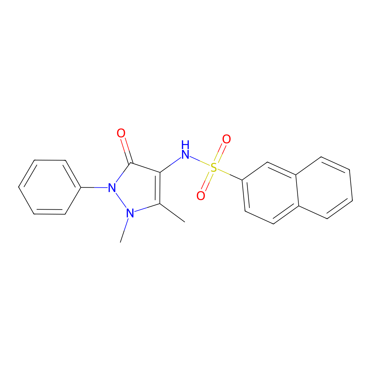 N-(1,5-dimethyl-3-oxo-2-phenyl-2,3-dihydro-1H-pyrazol-4-yl)naphthalene-2-sulfonamide molecular structure, CAS 305374-62-3