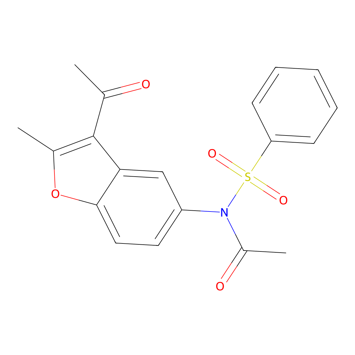 N-acetyl-N-(3-acetyl-2-methyl-1-benzofuran-5-yl)benzenesulfonamide molecular structure, CAS 305374-64-5