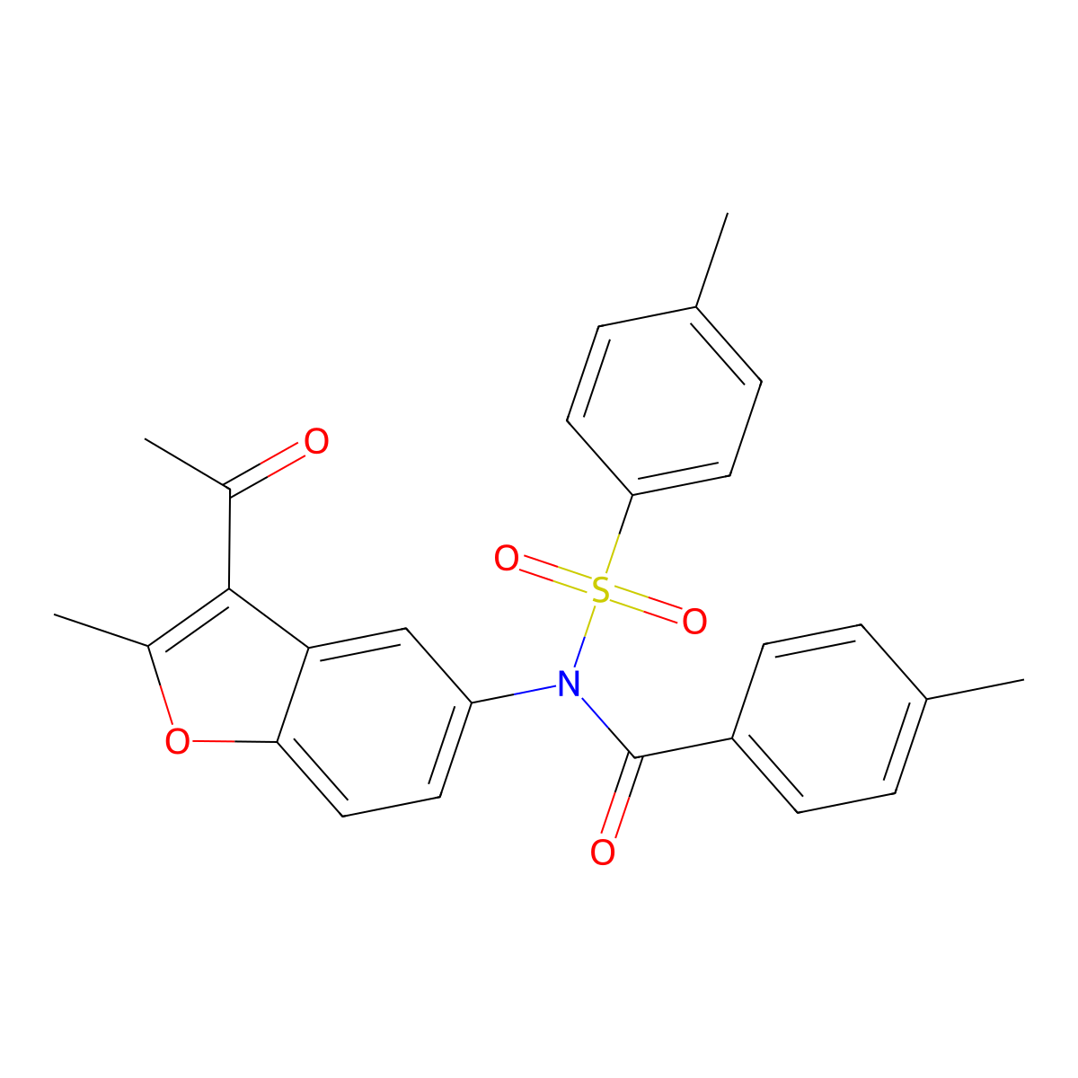N-(3-acetyl-2-methyl-1-benzofuran-5-yl)-4-methyl-N-(4-methylbenzoyl)benzenesulfonamide molecular structure, CAS 305374-65-6