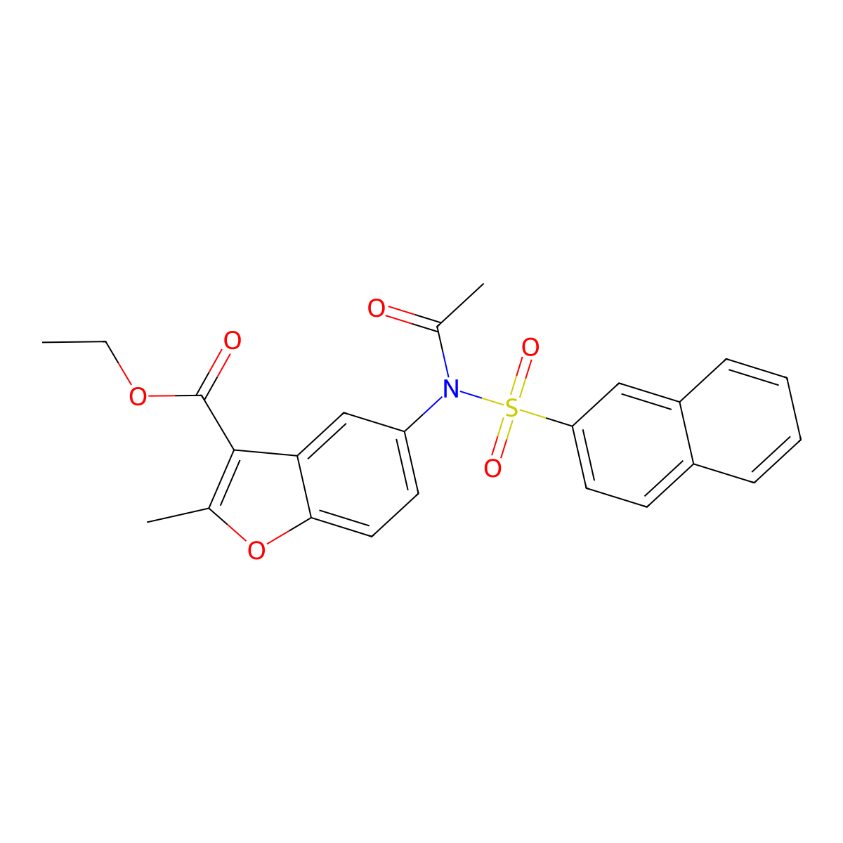 Ethyl 5-[acetyl(2-naphthylsulfonyl)amino]-2-methyl-1-benzofuran-3-carboxylate molecular structure, CAS 305374-70-3