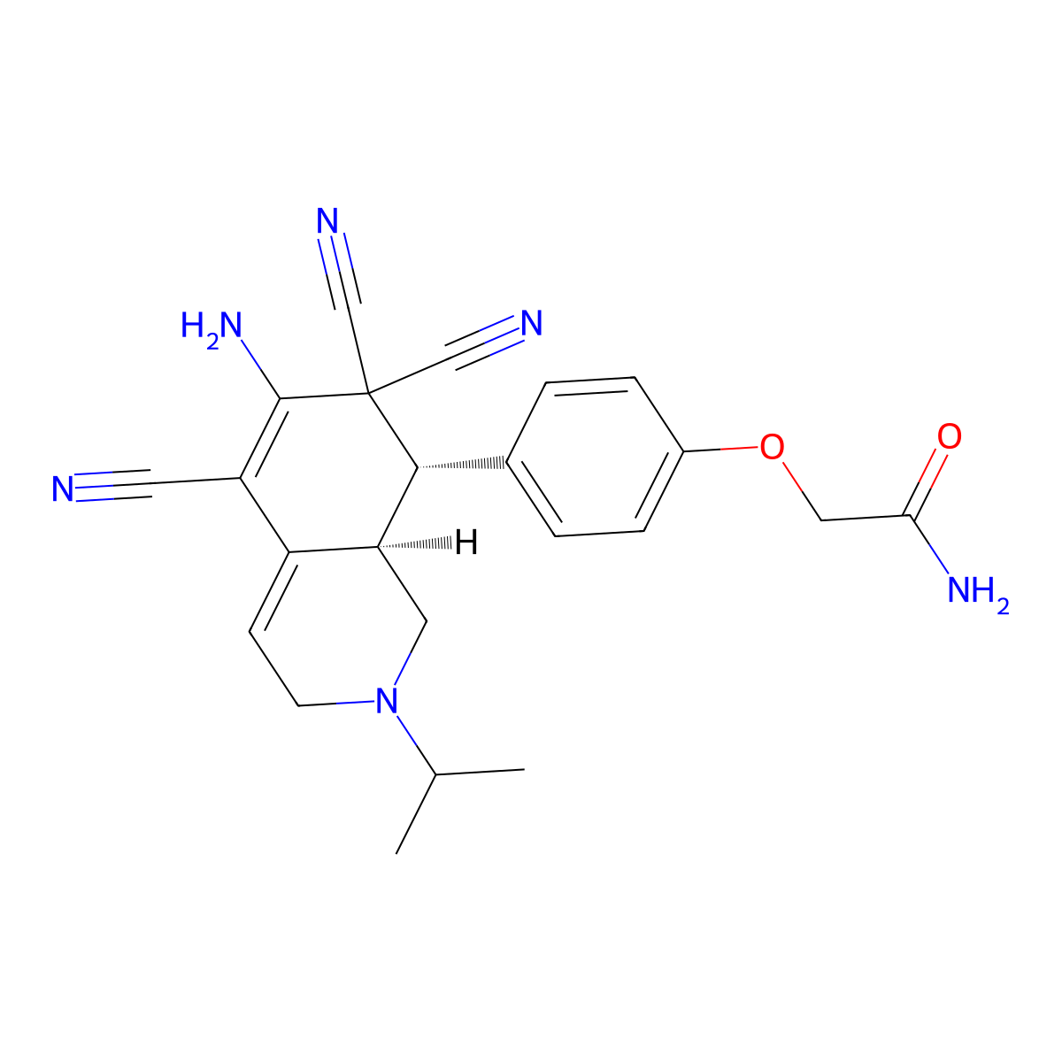2-[4-[(8S,8aR)-6-amino-5,7,7-tricyano-2-propan-2-yl-1,3,8,8a-tetrahydroisoquinolin-8-yl]phenoxy]acetamide molecular structure, CAS 305375-21-7