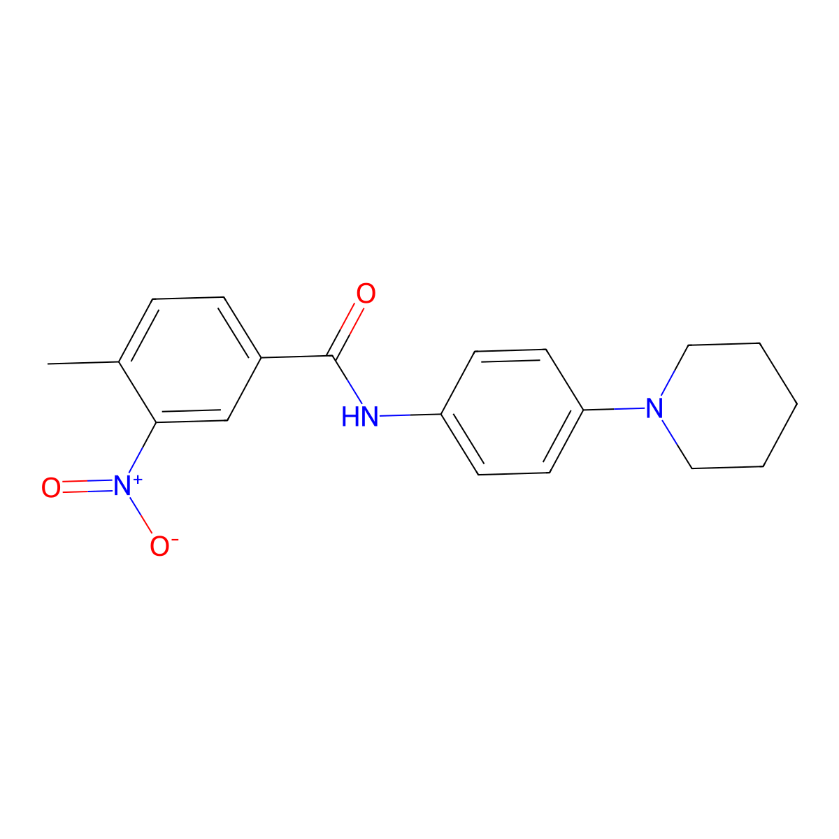 4-methyl-3-nitro-N-[4-(piperidin-1-yl)phenyl]benzamide molecular structure, CAS 305375-25-1