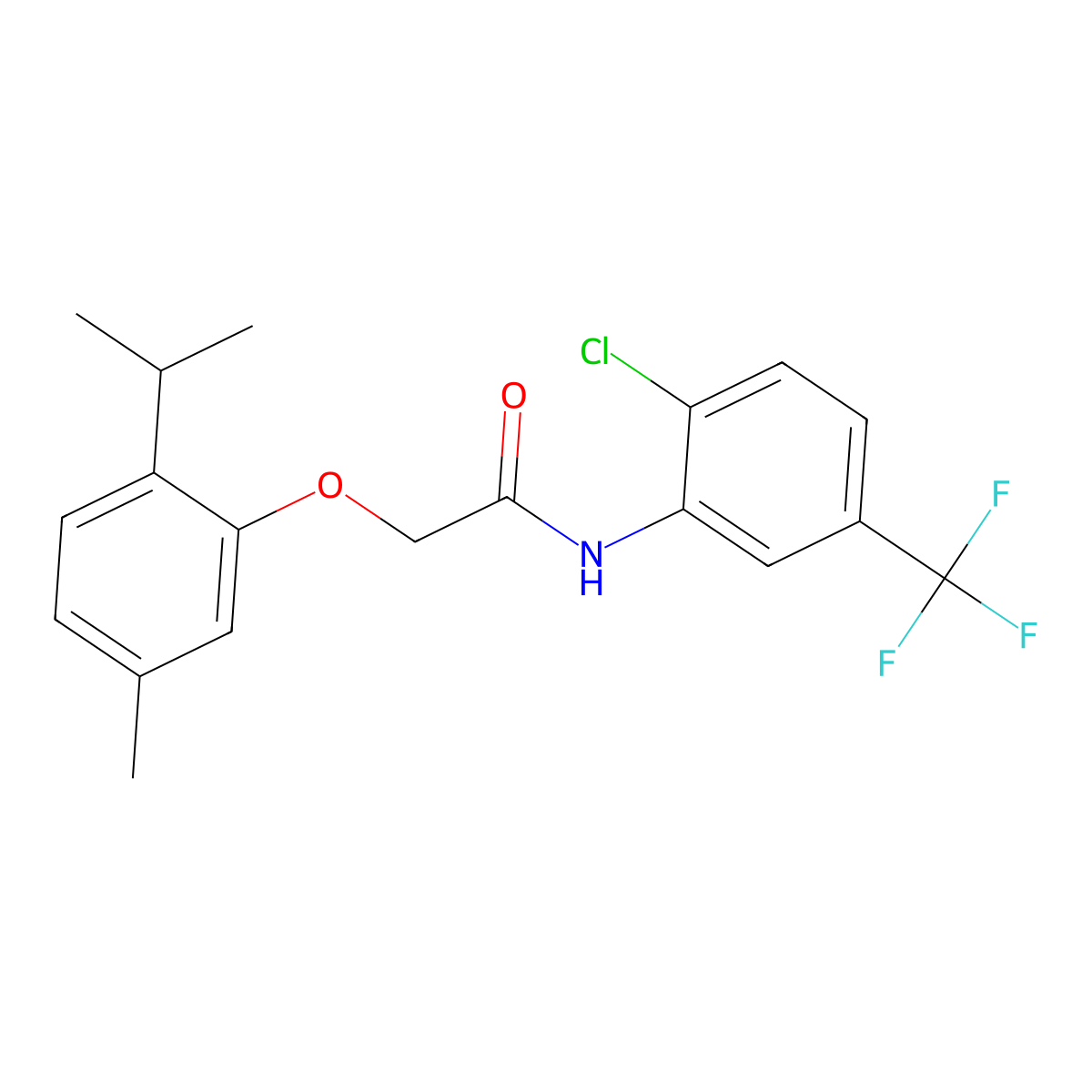 N-[2-chloro-5-(trifluoromethyl)phenyl]-2-(5-methyl-2-propan-2-ylphenoxy)acetamide molecular structure, CAS 305375-68-2