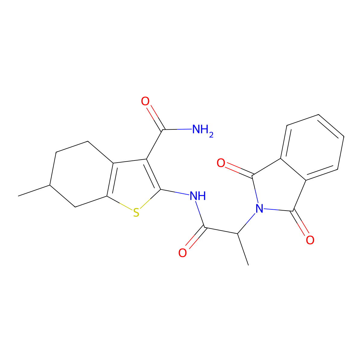 2-{[2-(1,3-dioxo-1,3-dihydro-2H-isoindol-2-yl)propanoyl]amino}-6-methyl-4,5,6,7-tetrahydro-1-benzothiophene-3-carboxamide molecular structure, CAS 305375-69-3