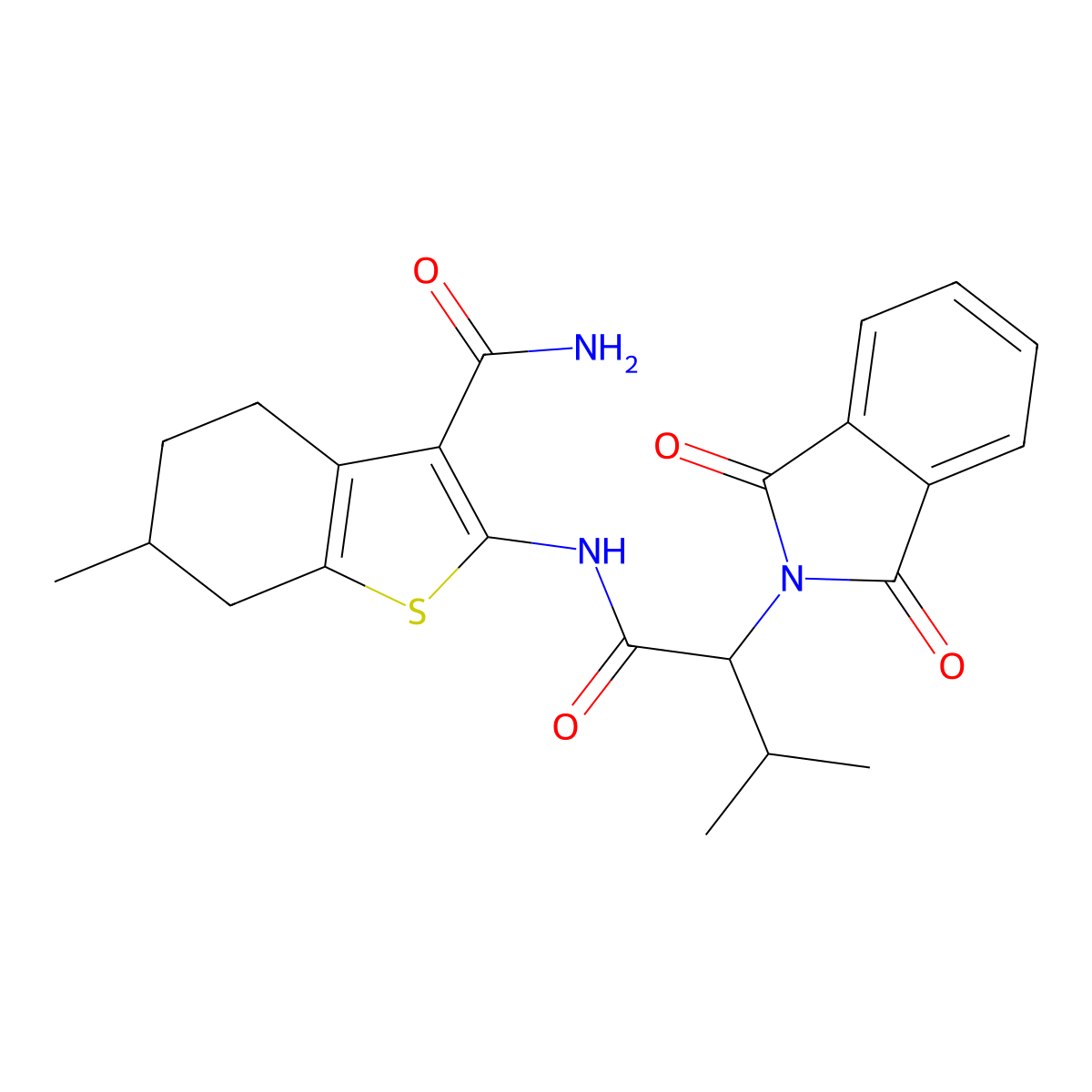 2-{[2-(1,3-dioxo-1,3-dihydro-2H-isoindol-2-yl)-3-methylbutanoyl]amino}-6-methyl-4,5,6,7-tetrahydro-1-benzothiophene-3-carboxamide molecular structure, CAS 305375-71-7