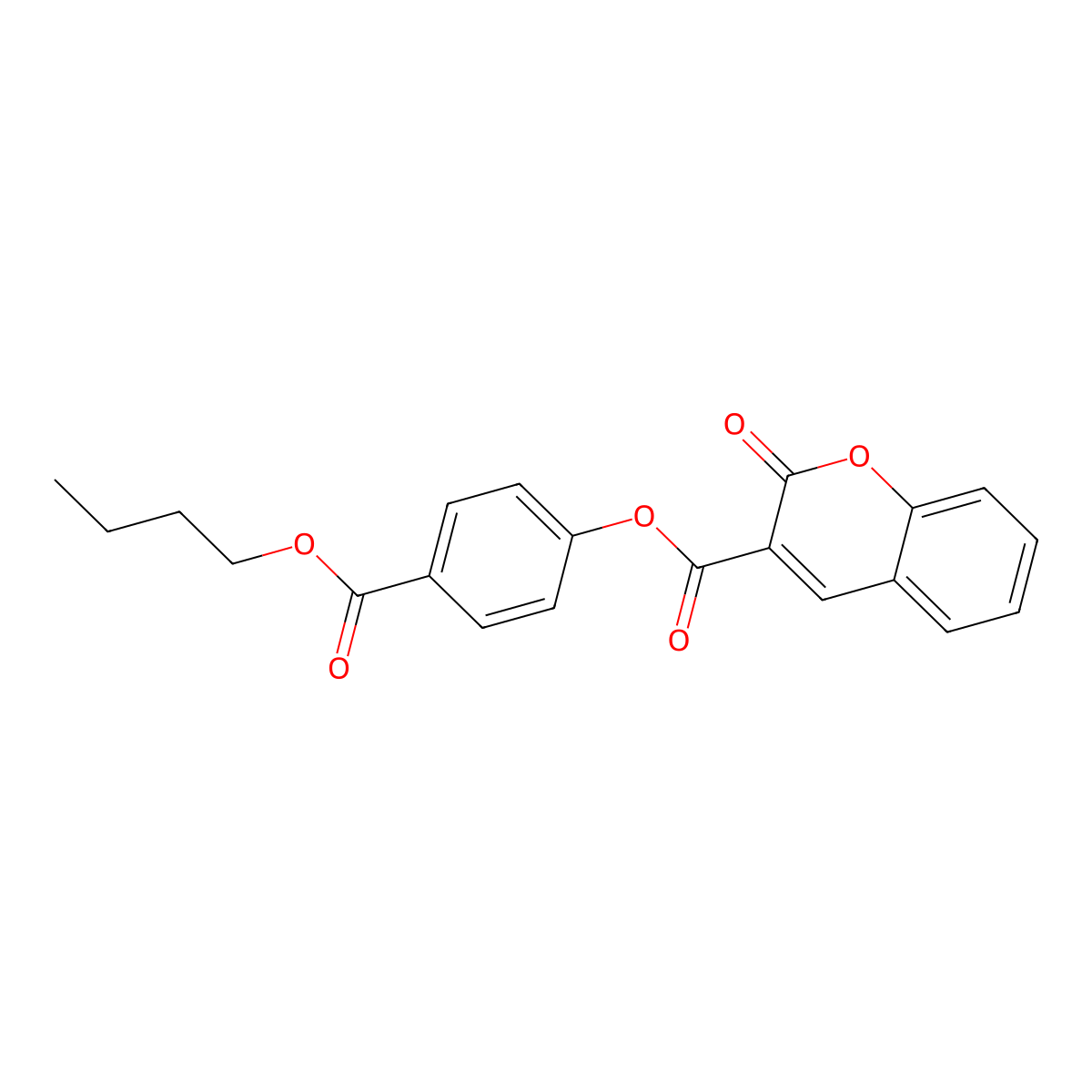 4-(butoxycarbonyl)phenyl 2-oxo-2H-chromene-3-carboxylate molecular structure, CAS 305375-83-1