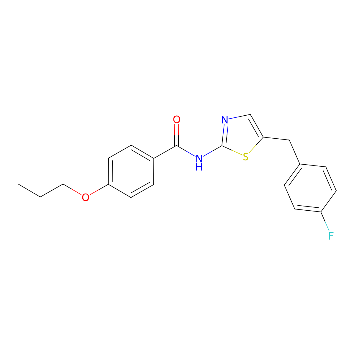N-{5-[(4-Fluorophenyl)methyl]-1,3-thiazol-2-YL}-4-propoxybenzamide molecular structure, CAS 305376-50-5