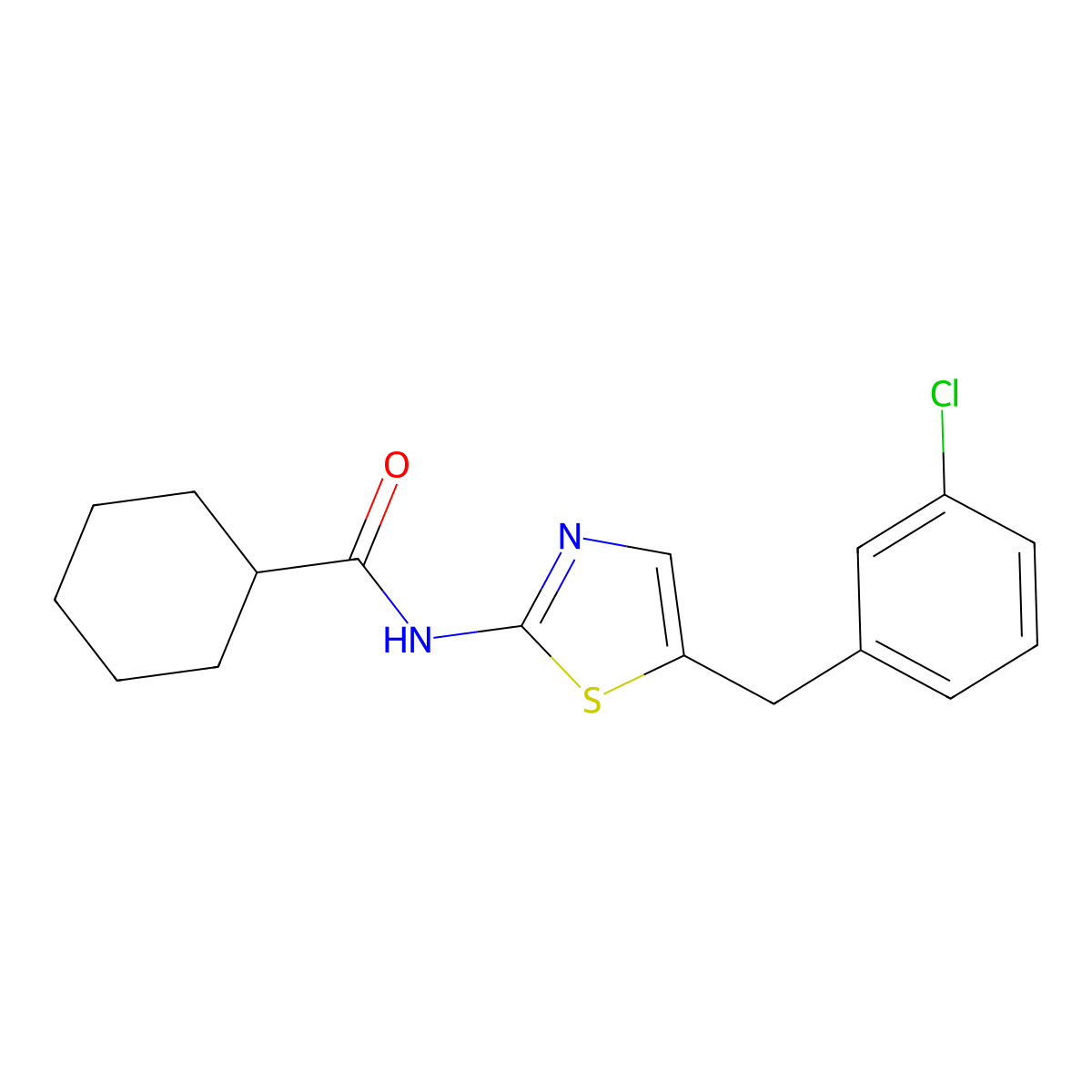 N-[5-(3-chlorobenzyl)-1,3-thiazol-2-yl]cyclohexanecarboxamide molecular structure, CAS 305376-68-5