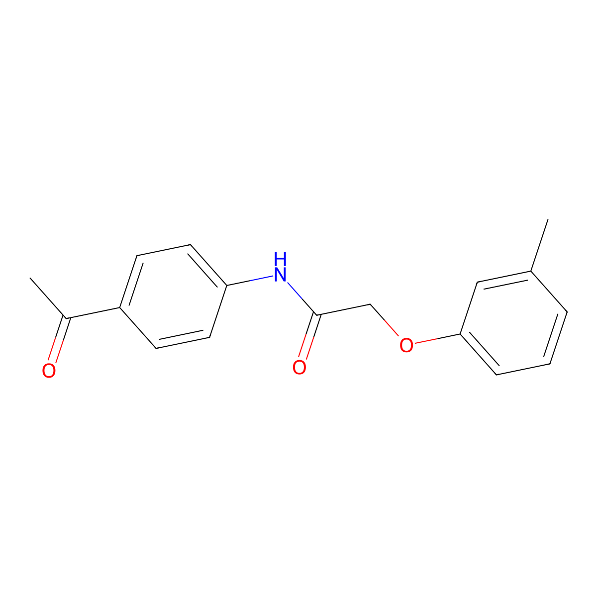 N-(4-acetylphenyl)-2-(3-methylphenoxy)acetamide molecular structure, CAS 305377-10-0