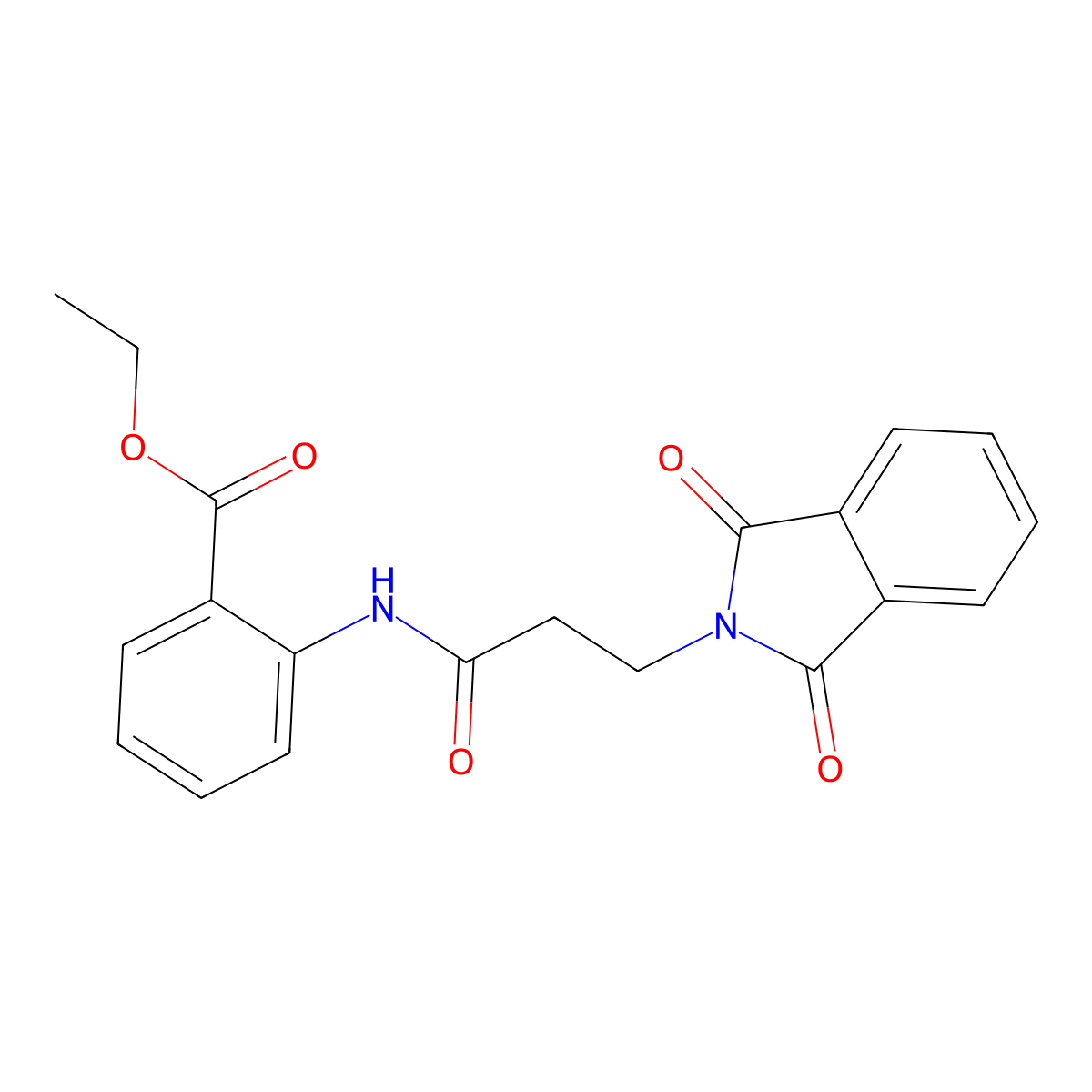 Ethyl 2-(3-(1,3-dioxoisoindolin-2-yl)propanamido)benzoate molecular structure, CAS 305377-30-4