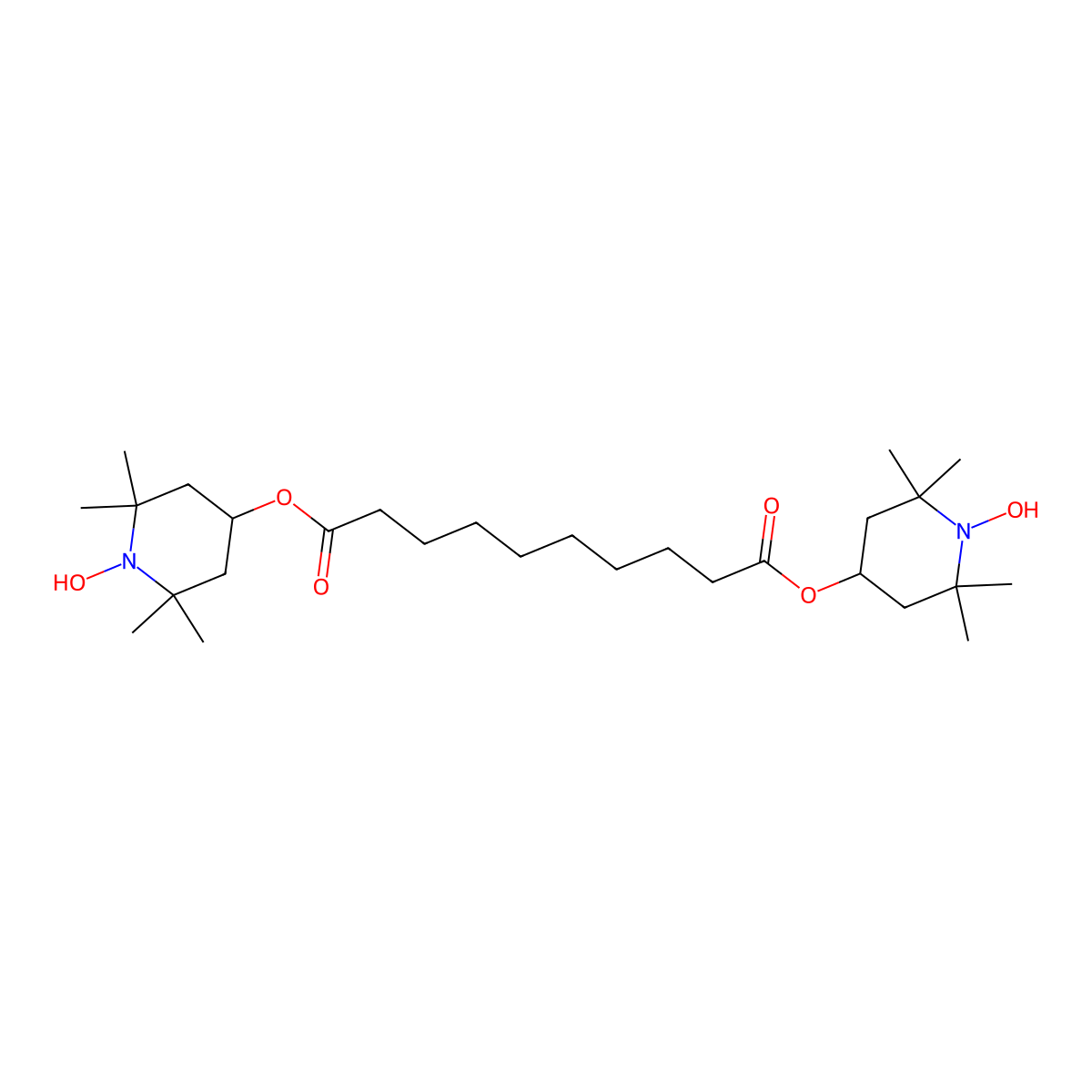 Bis(1-hydroxy-2,2,6,6-tetramethyl-4-piperidinyl)decandioate molecular structure, CAS 30538-92-2