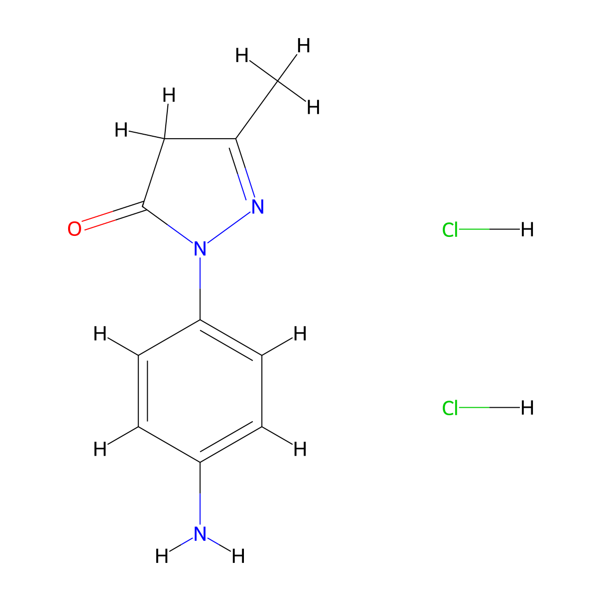 2-(4-Aminophenyl)-5-methyl-2,4-dihydro-3H-pyrazol-3-one dihydrochloride molecular structure, CAS 305382-85-8