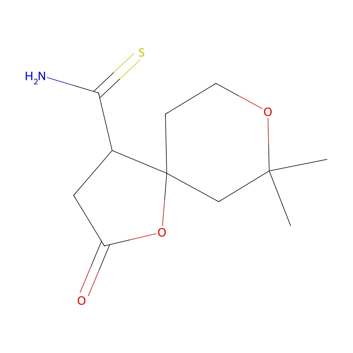 7,7-Dimethyl-2-oxo-1,8-dioxaspiro[4.5]decane-4-carbothioamide molecular structure, CAS 305383-57-7