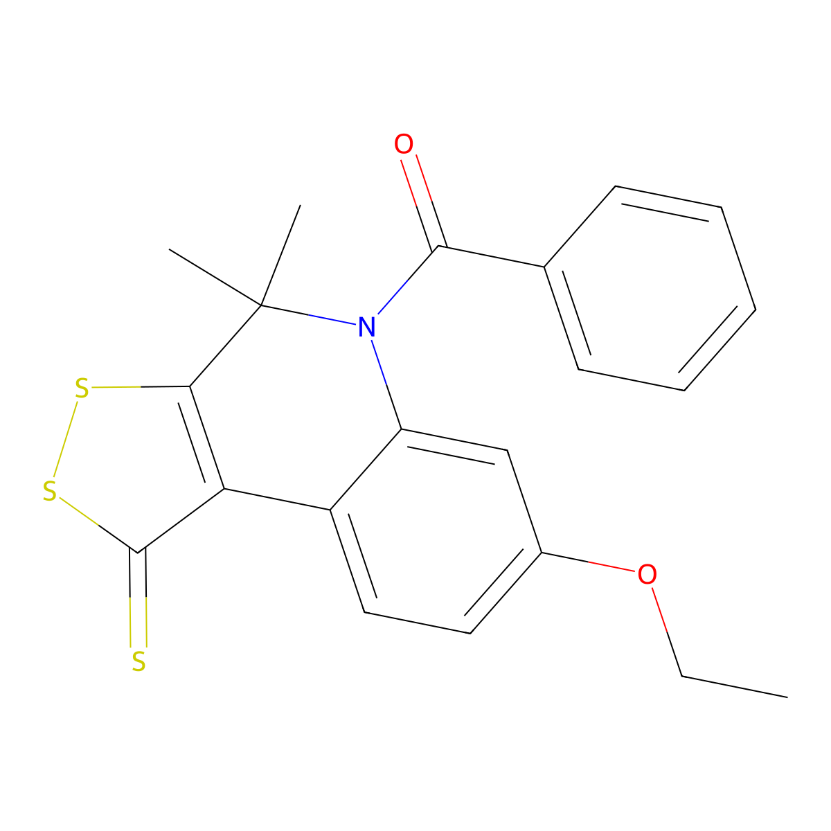 5-benzoyl-7-ethoxy-4,4-dimethyl-4,5-dihydro-1H-[1,2]dithiolo[3,4-c]quinoline-1-thione molecular structure, CAS 305383-62-4