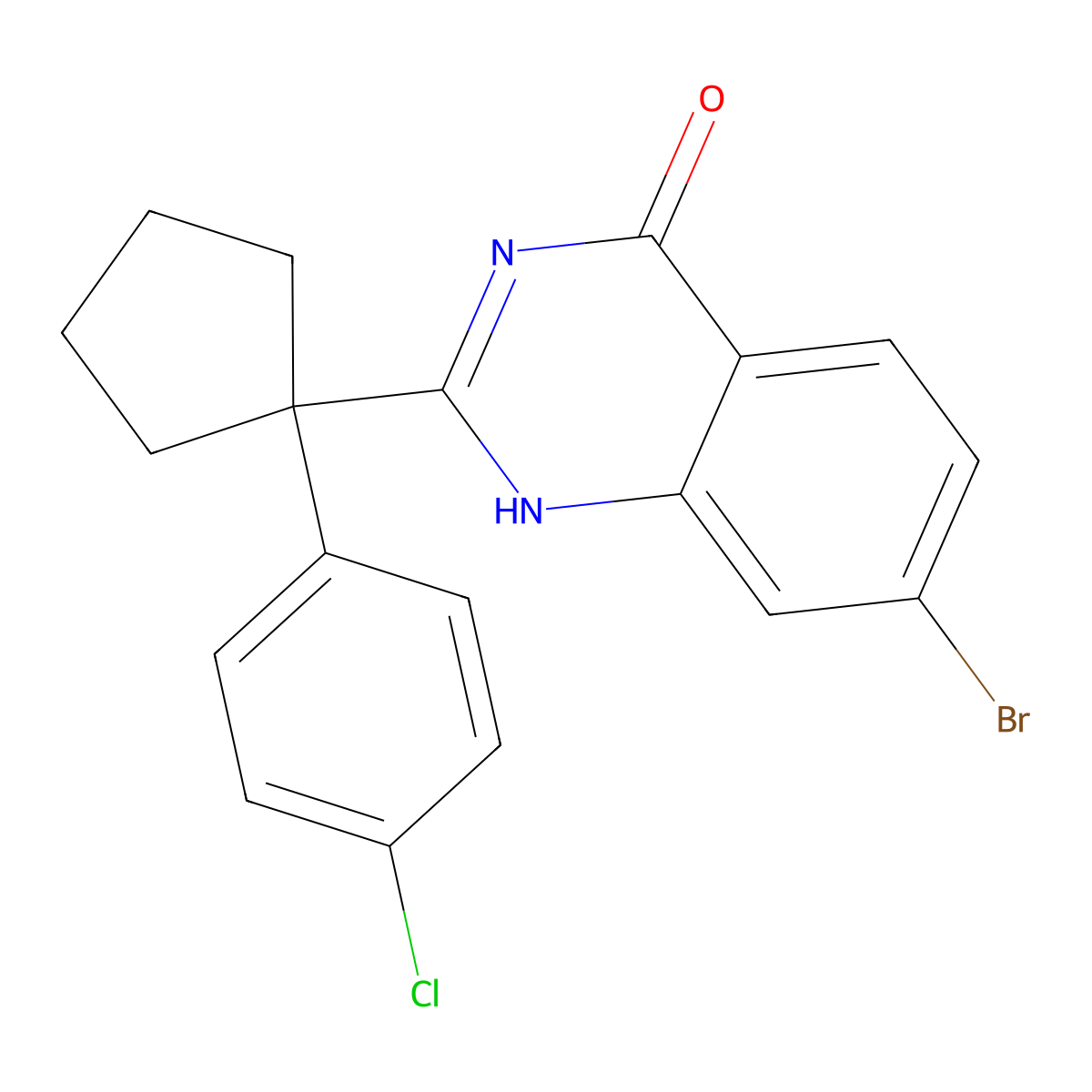 7-Bromo-2-(1-(4-chlorophenyl)cyclopentyl)quinazolin-4(1H)-one molecular structure, CAS 3053860-71-9