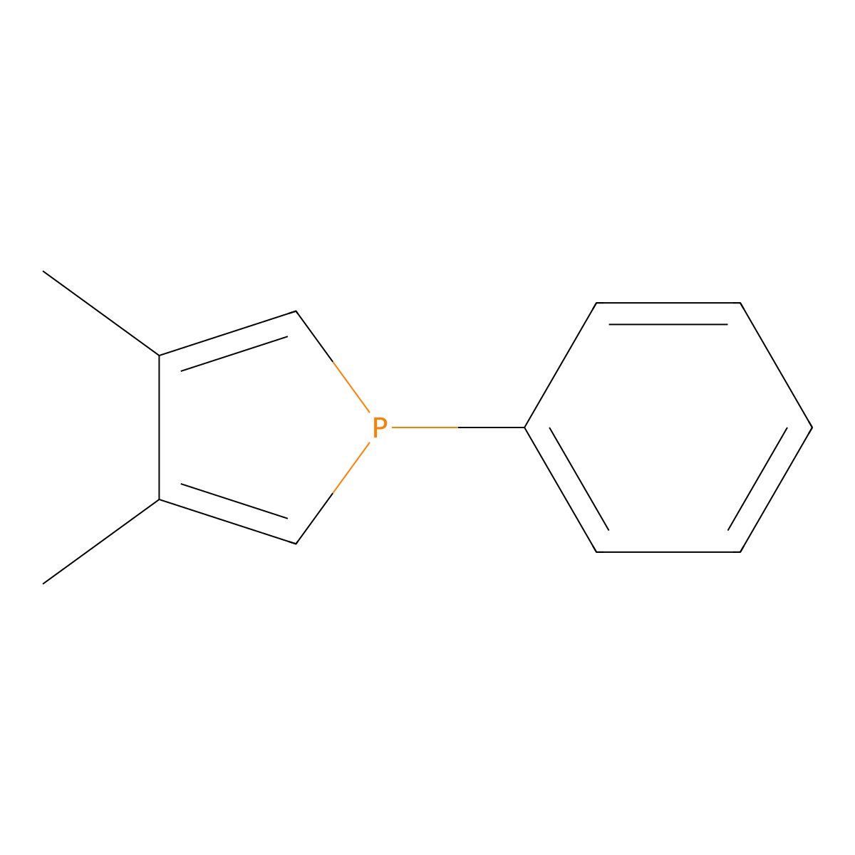 1-Phenyl-3,4-dimethylphosphole molecular structure, CAS 30540-36-4