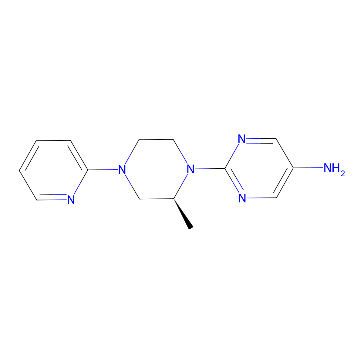 (S)-2-[2-Methyl-4-(pyridin-2-yl)piperazin-1-yl]pyrimidin-5-amine molecular structure, CAS 3054012-30-2