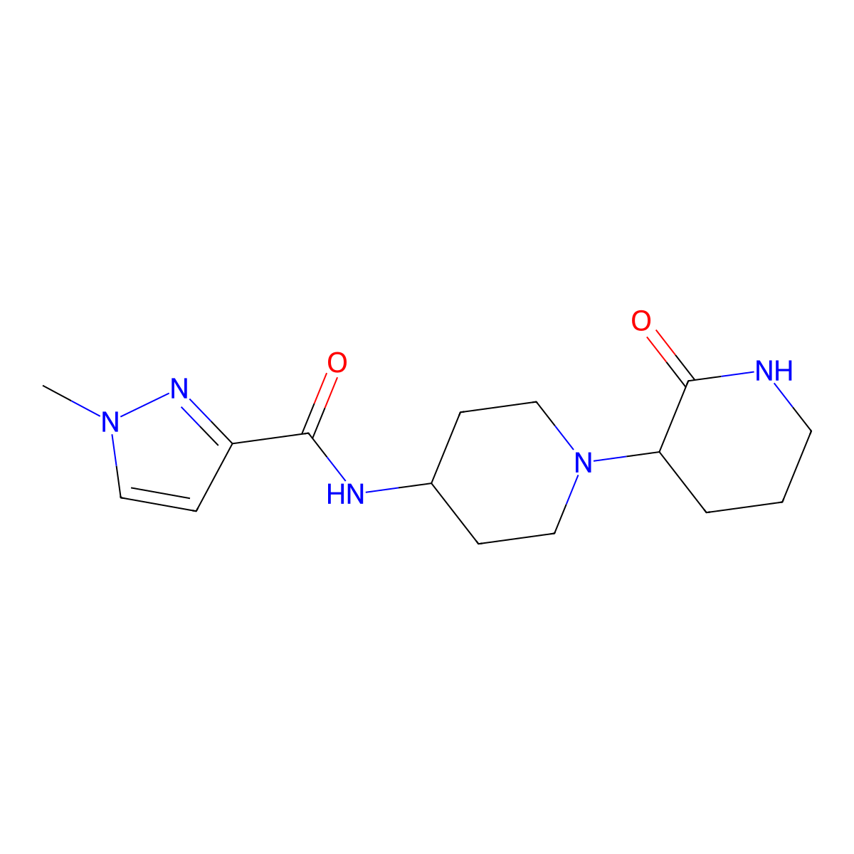 1-methyl-N-{2-oxo-[1,3-bipiperidin]-4-yl}-1H-pyrazole-3-carboxamide molecular structure, CAS 3054405-63-6