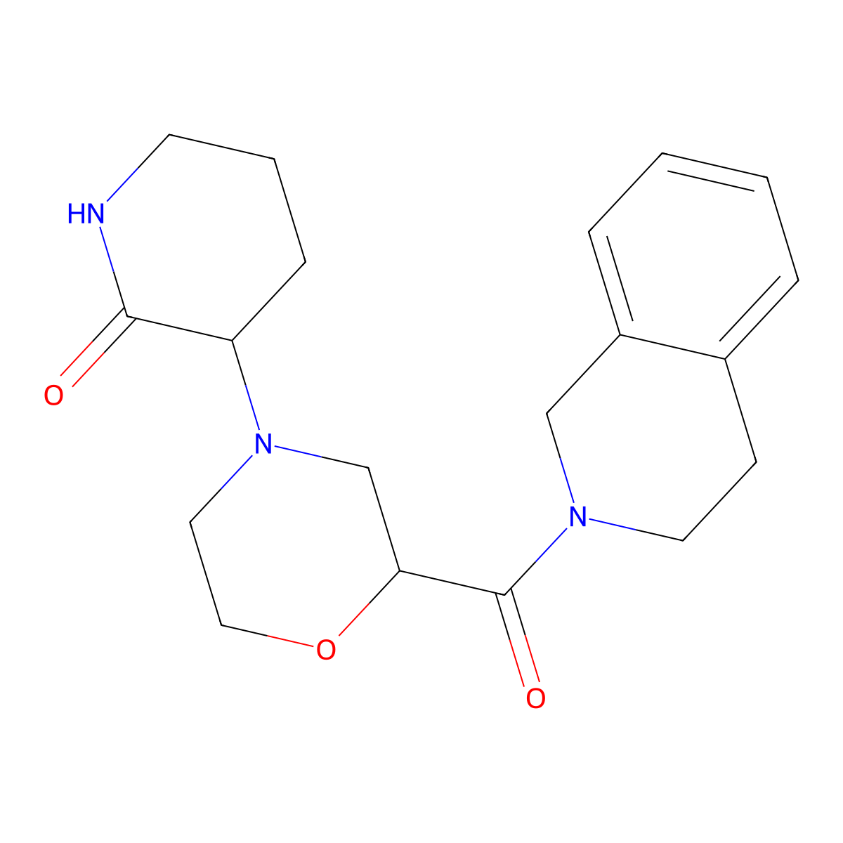 3-[2-(1,2,3,4-Tetrahydroisoquinoline-2-carbonyl)morpholin-4-yl]piperidin-2-one molecular structure, CAS 3054405-66-9