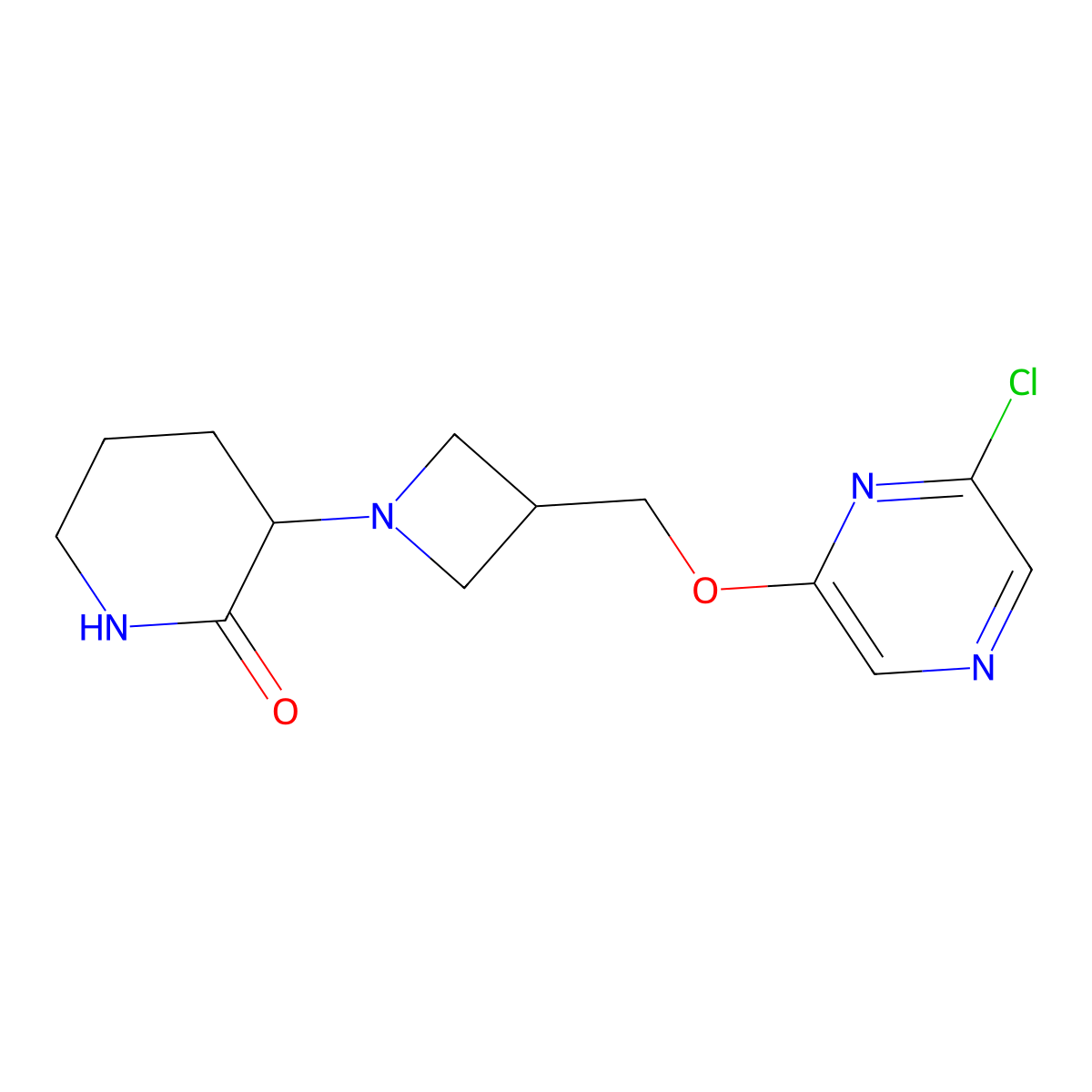 3-(3-{[(6-Chloropyrazin-2-yl)oxy]methyl}azetidin-1-yl)piperidin-2-one molecular structure, CAS 3054405-67-0