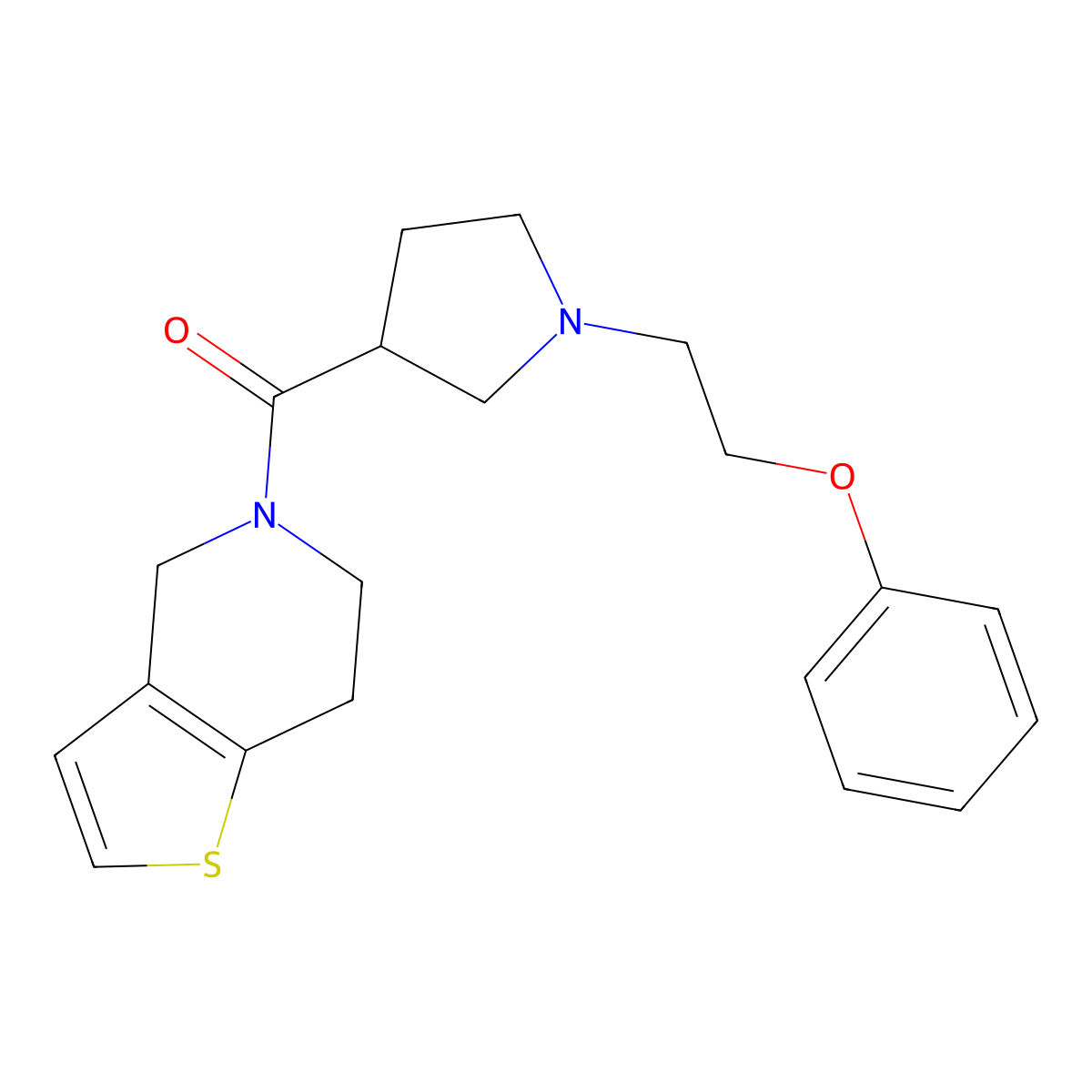 1-(2-phenoxyethyl)-3-{4H,5H,6H,7H-thieno[3,2-c]pyridine-5-carbonyl}pyrrolidine molecular structure, CAS 3054405-71-6