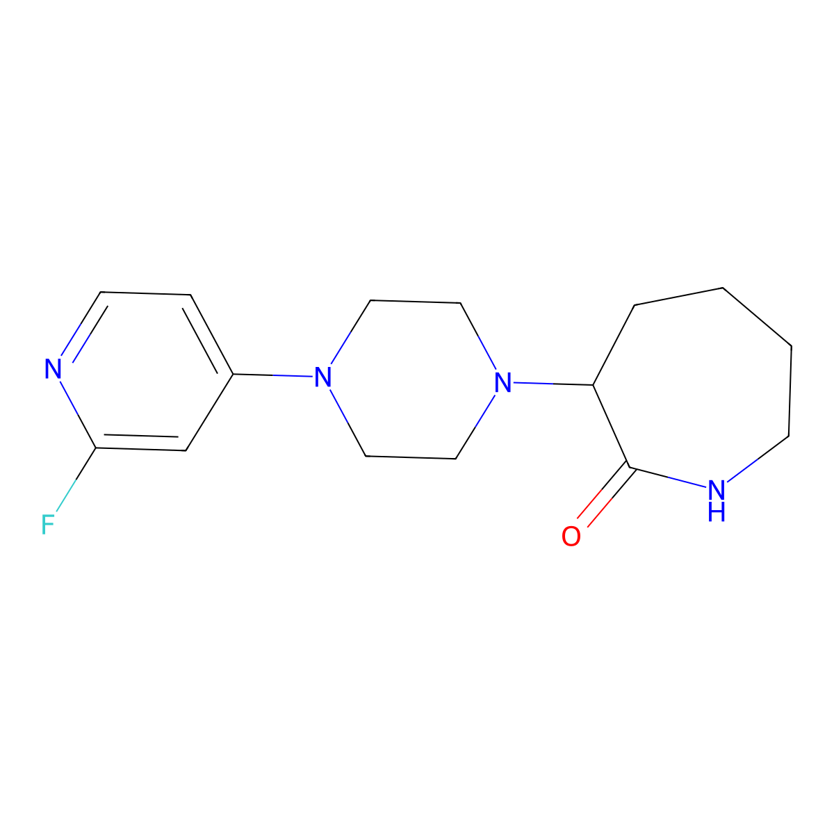 3-[4-(2-Fluoropyridin-4-yl)piperazin-1-yl]azepan-2-one molecular structure, CAS 3054405-72-7