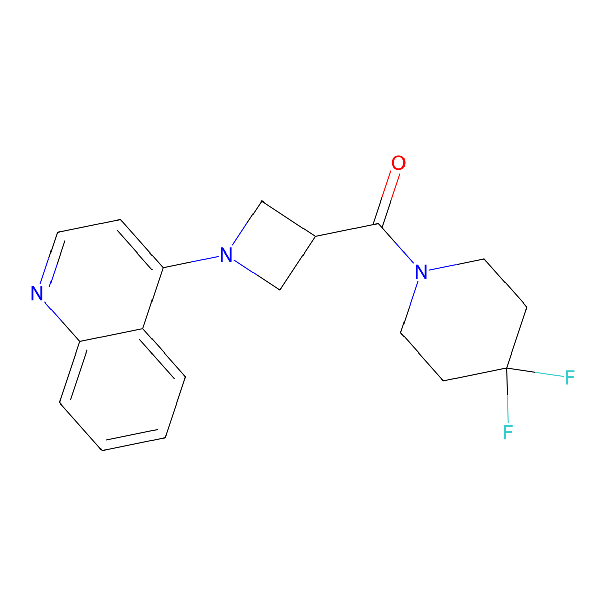 4-[3-(4,4-Difluoropiperidine-1-carbonyl)azetidin-1-yl]quinoline molecular structure, CAS 3054405-75-0